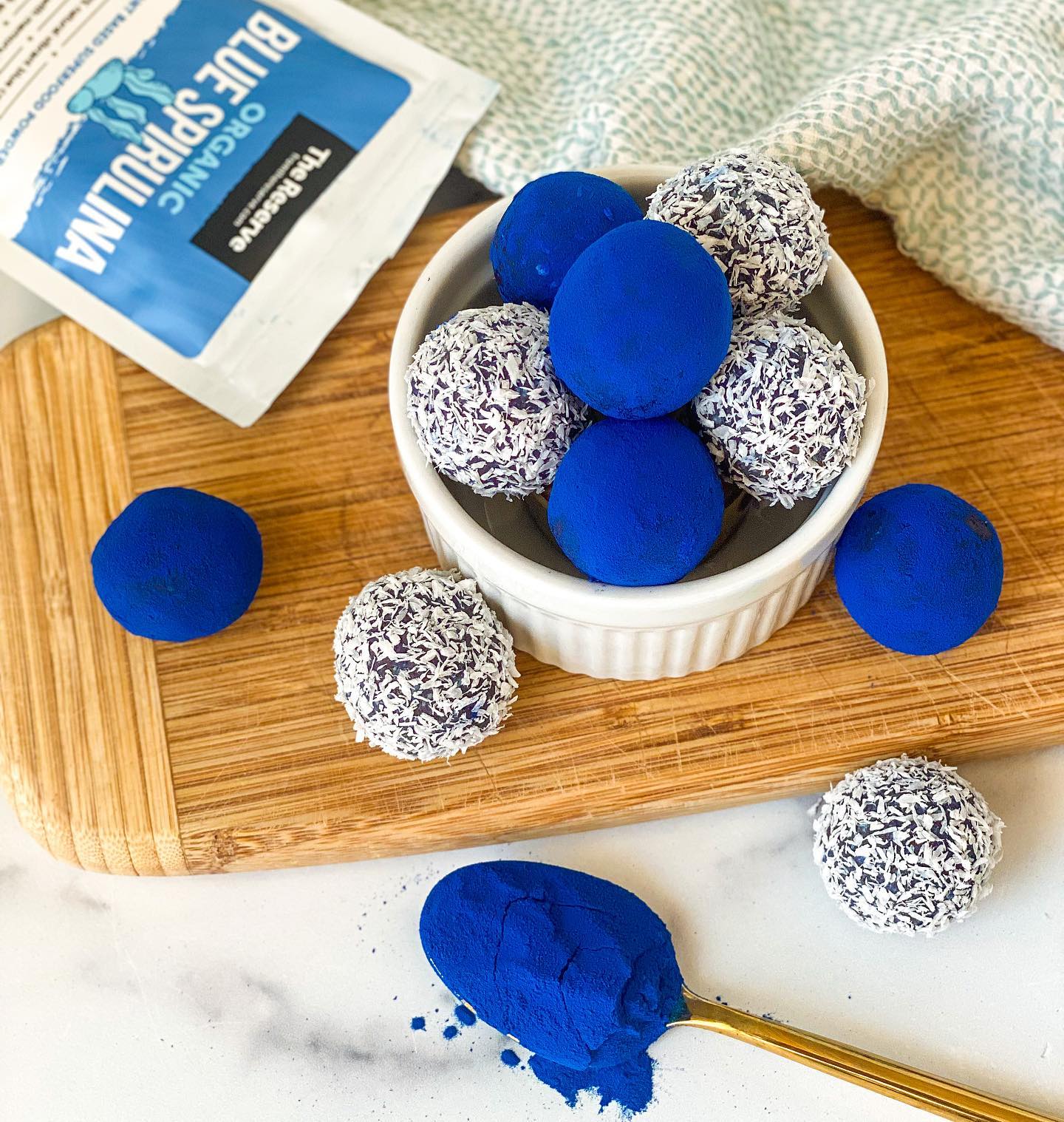 Blue Spirulina Coconut Bliss Balls