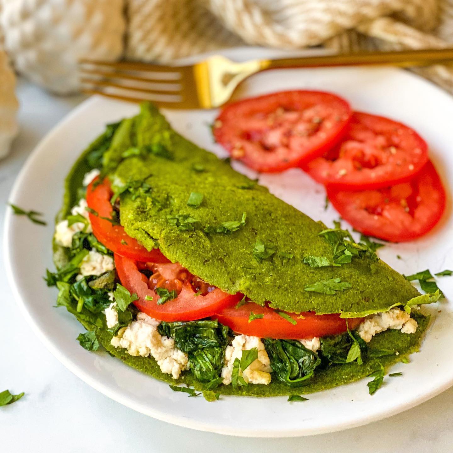 Gluten-Free Vegan Spinach Ricotta Crepe