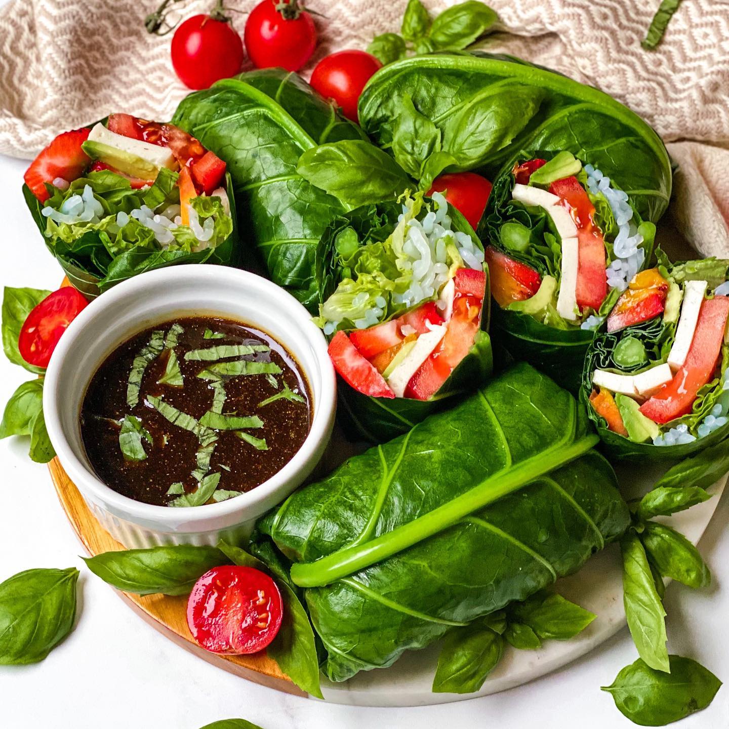 Summer Vegan Caprese Collard Wraps