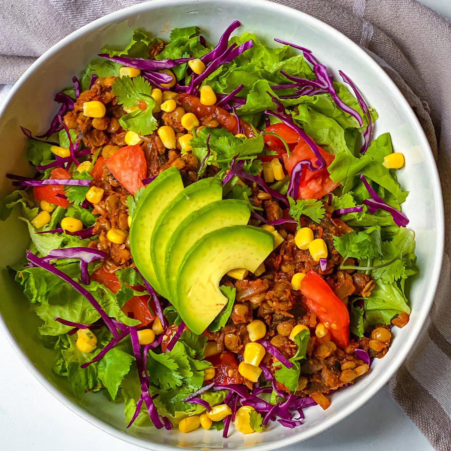 Chipotle Lentil Mushroom Taco Salad
