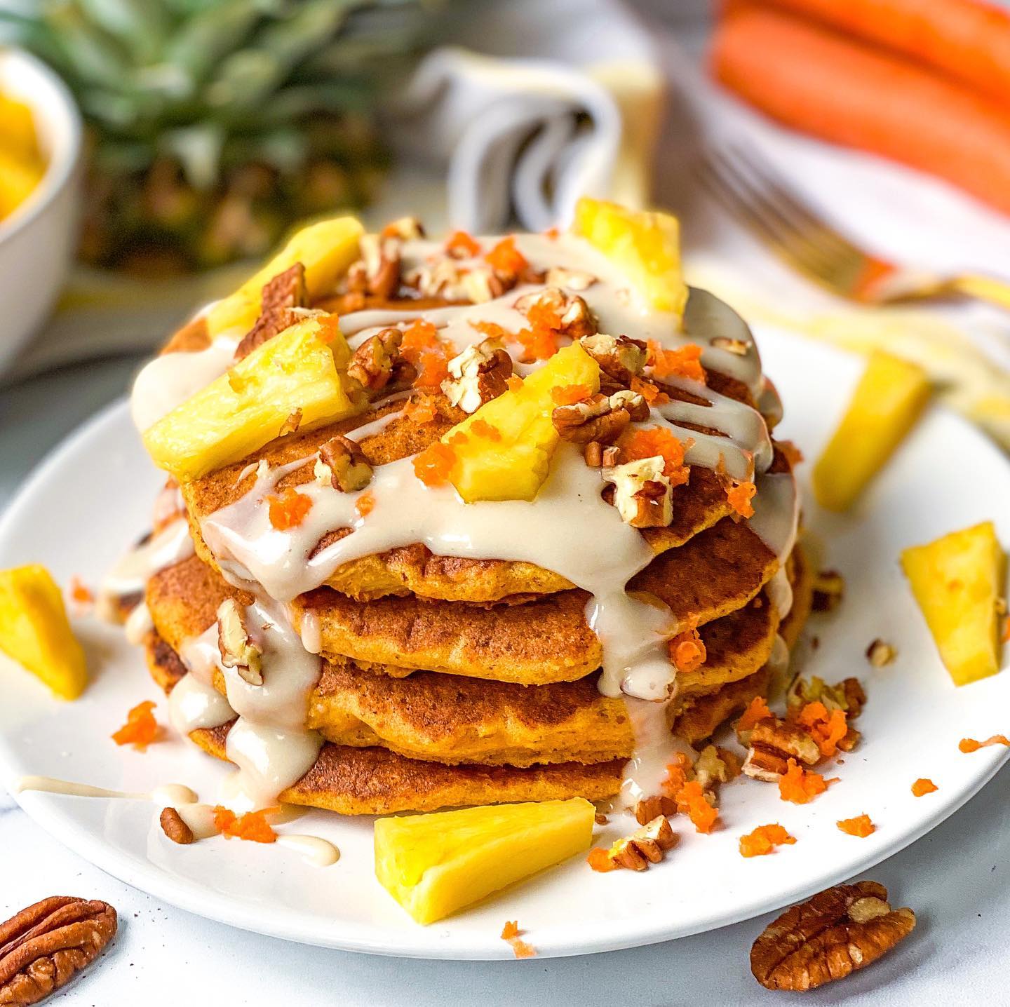 Gluten-Free Vegan Carrot Cake Pancakes