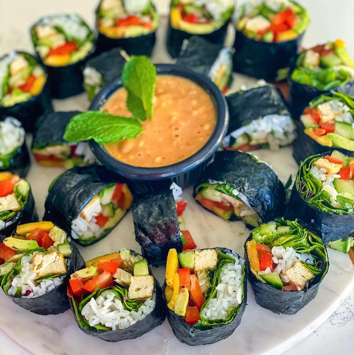 Veggie Nori Wraps with Peanut Ginger Sauce