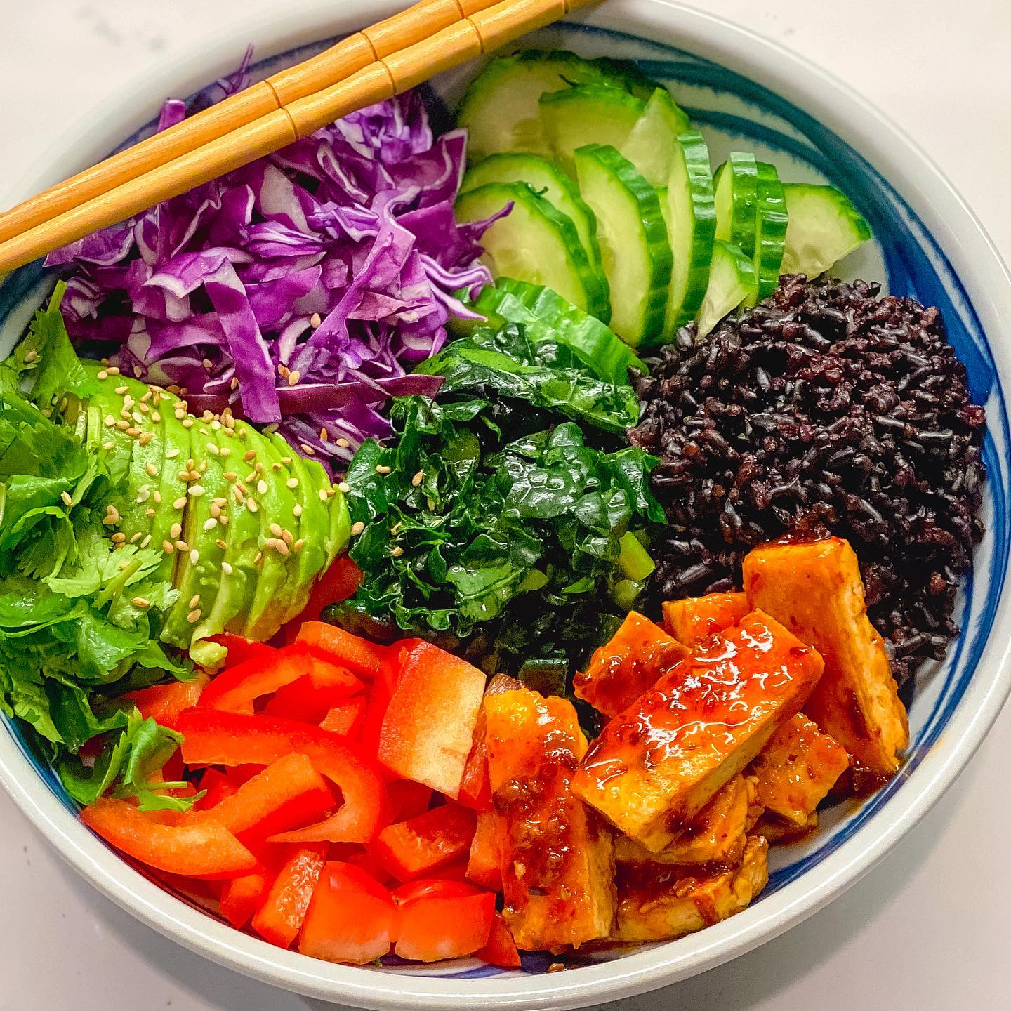Sweet and Spicy Tofu Veggie Bowl
