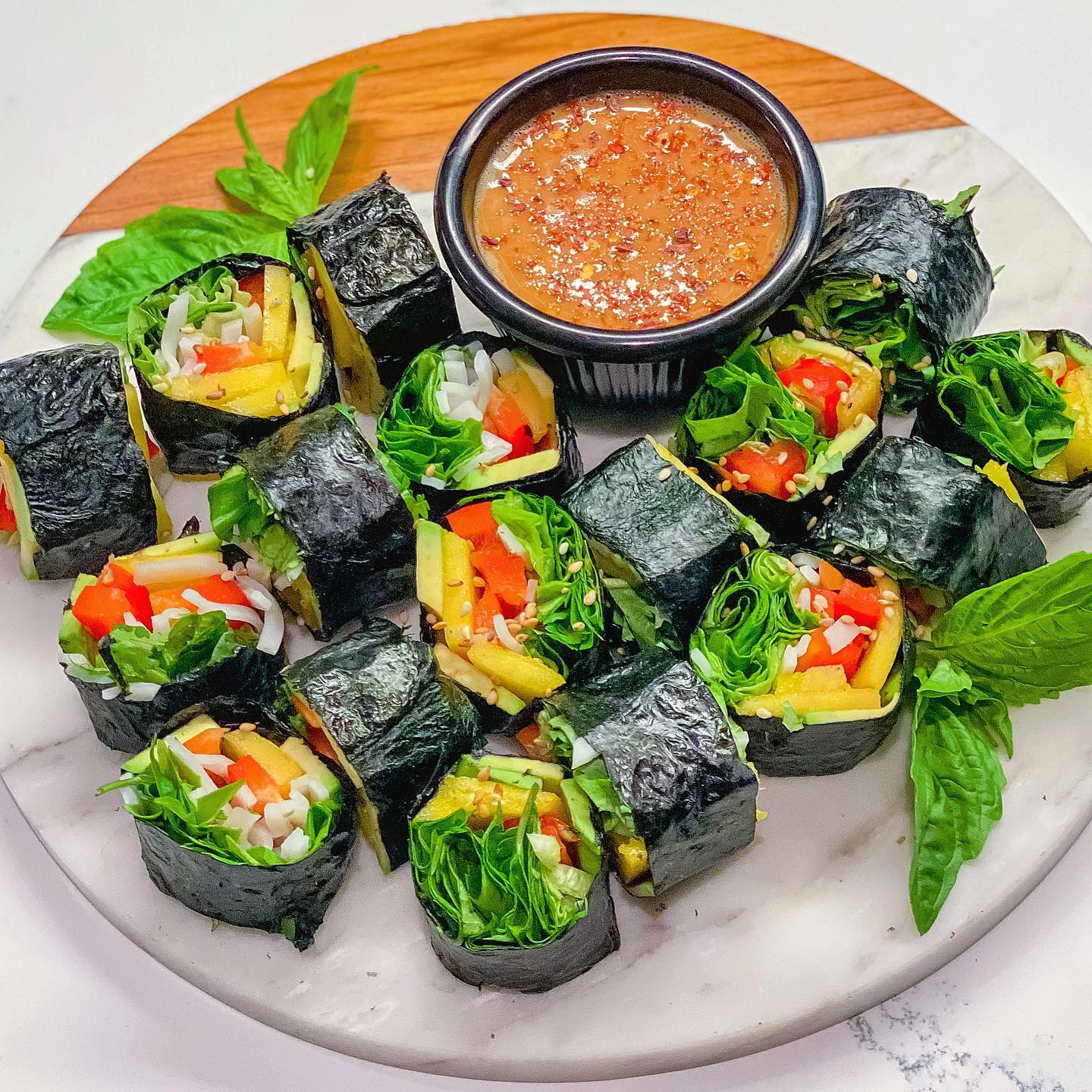 Veggie Nori Wraps with Peanut Ginger Sauce