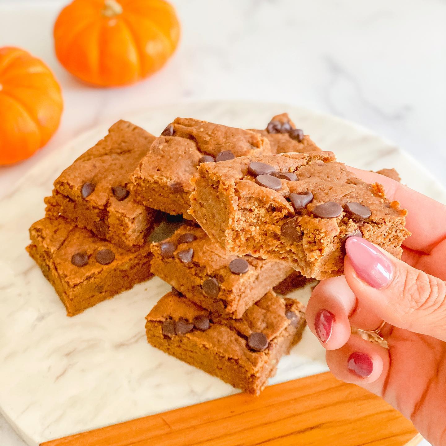 Fudgy Peanut Butter Pumpkin Blondies