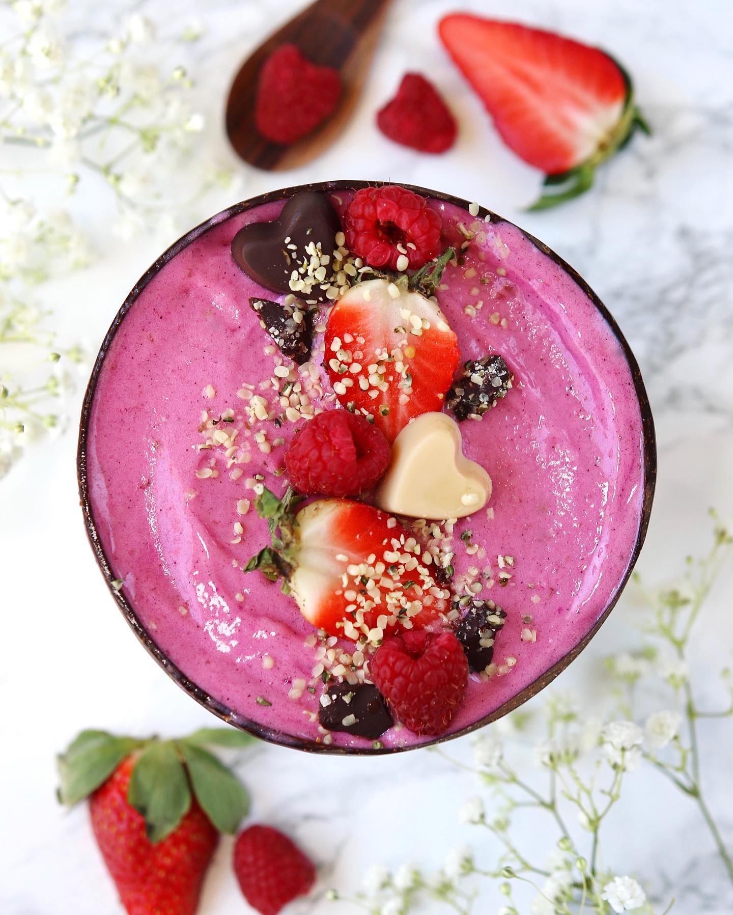 Pink Smoothie Bowl for Valentine's Day