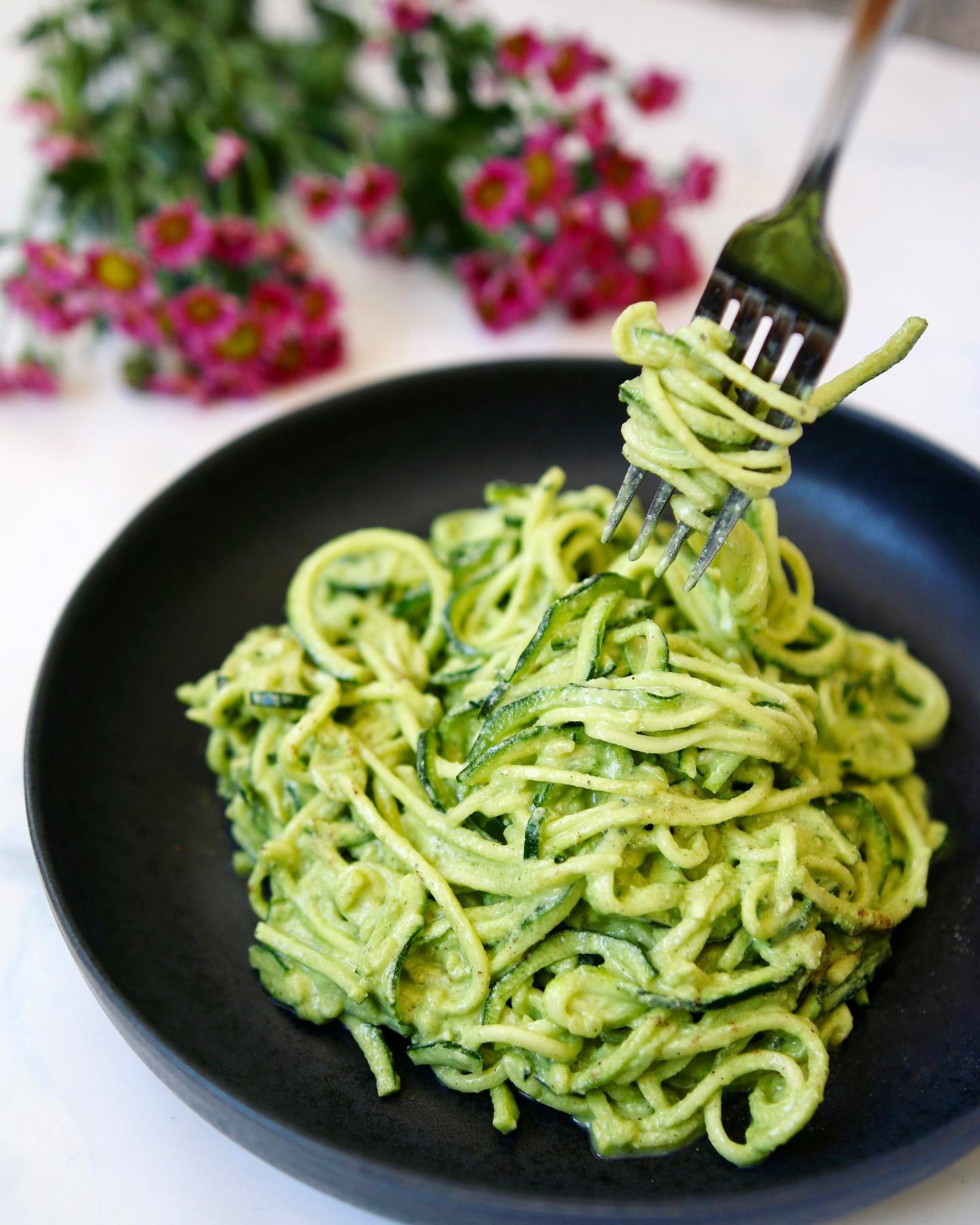 Zucchini Noodles with Spinach Dressing