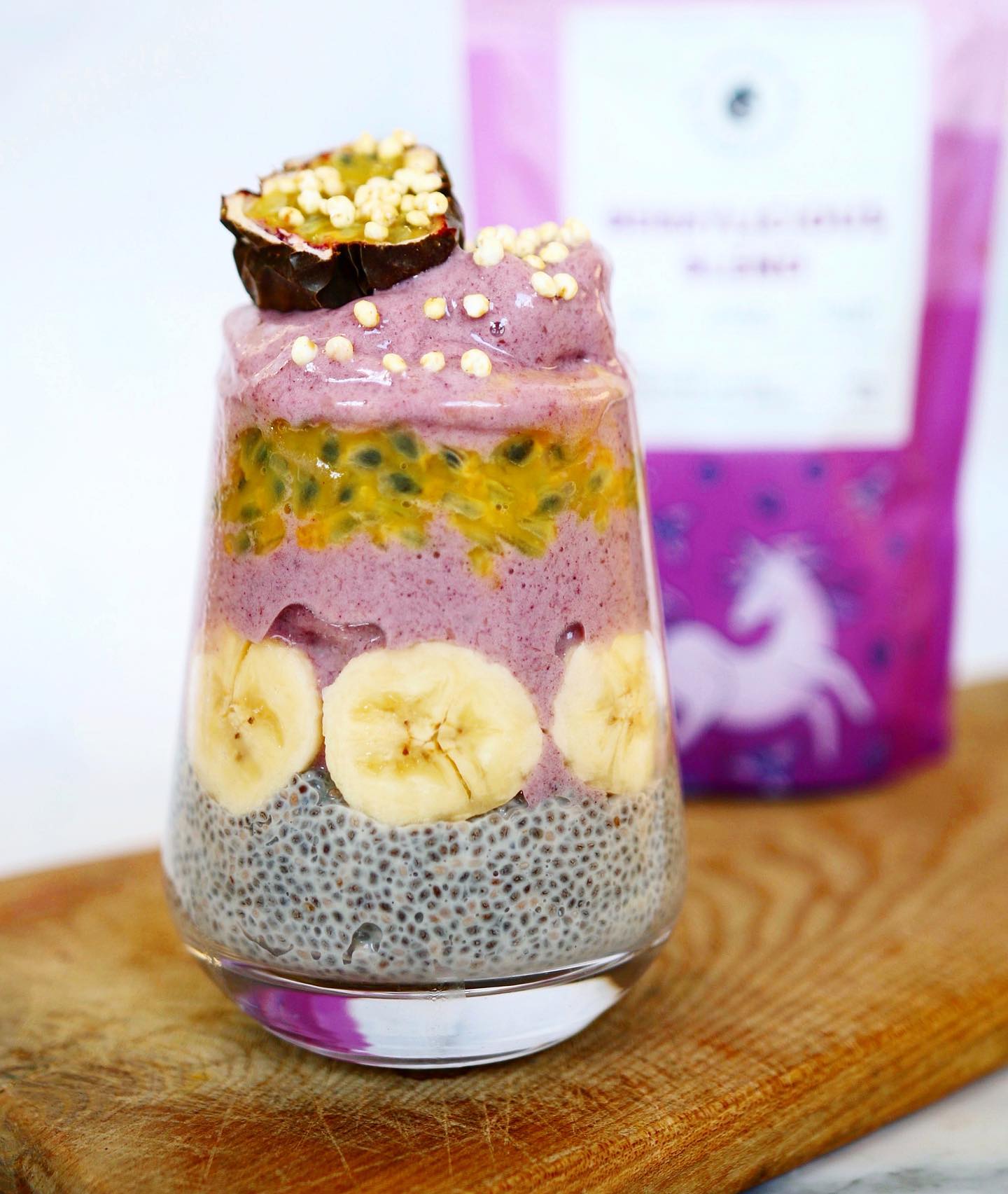 Vegan Smoothie Parfait with Chia and Fruits