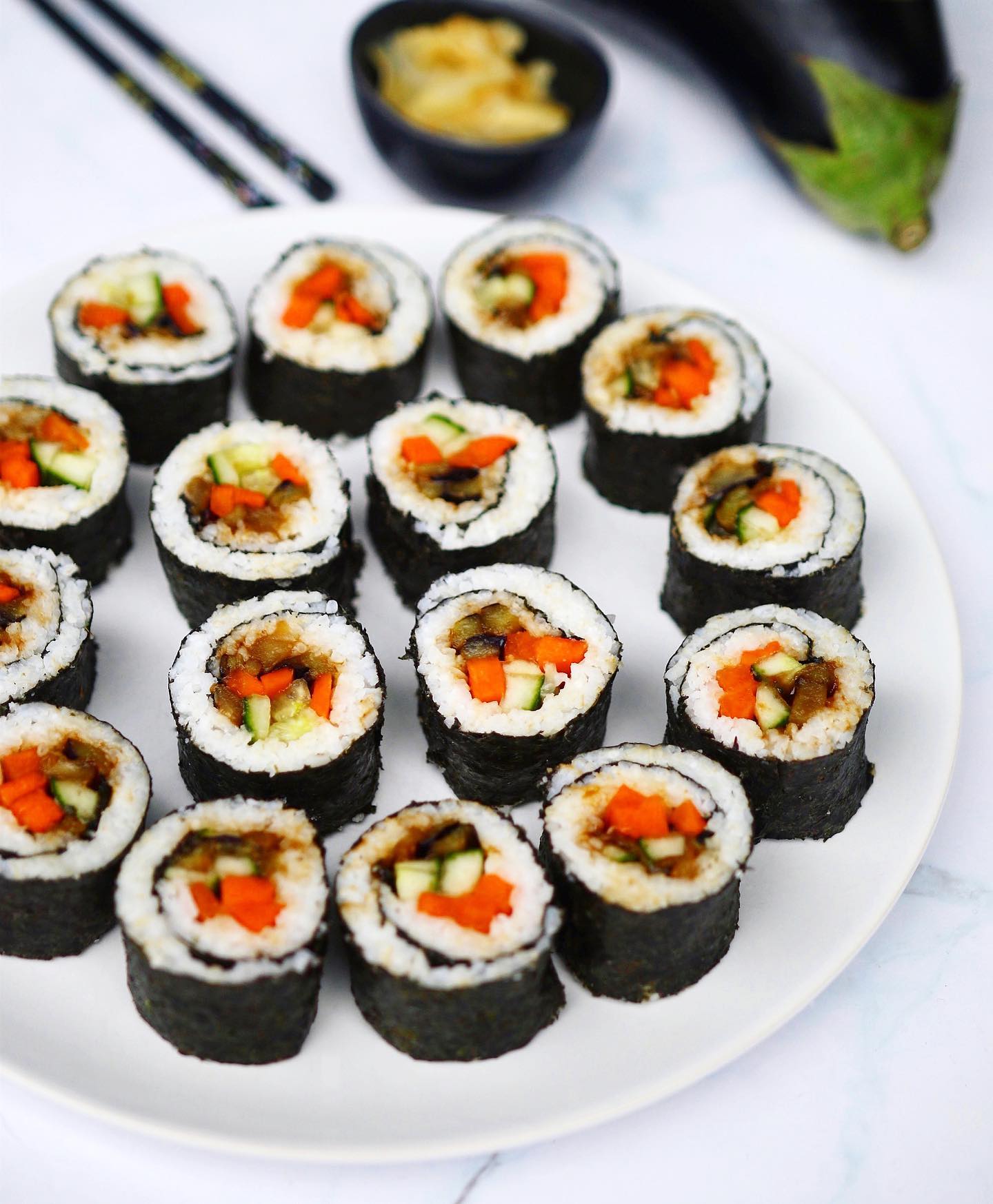 Homemade Vegan Sushi Rolls with Eggplant