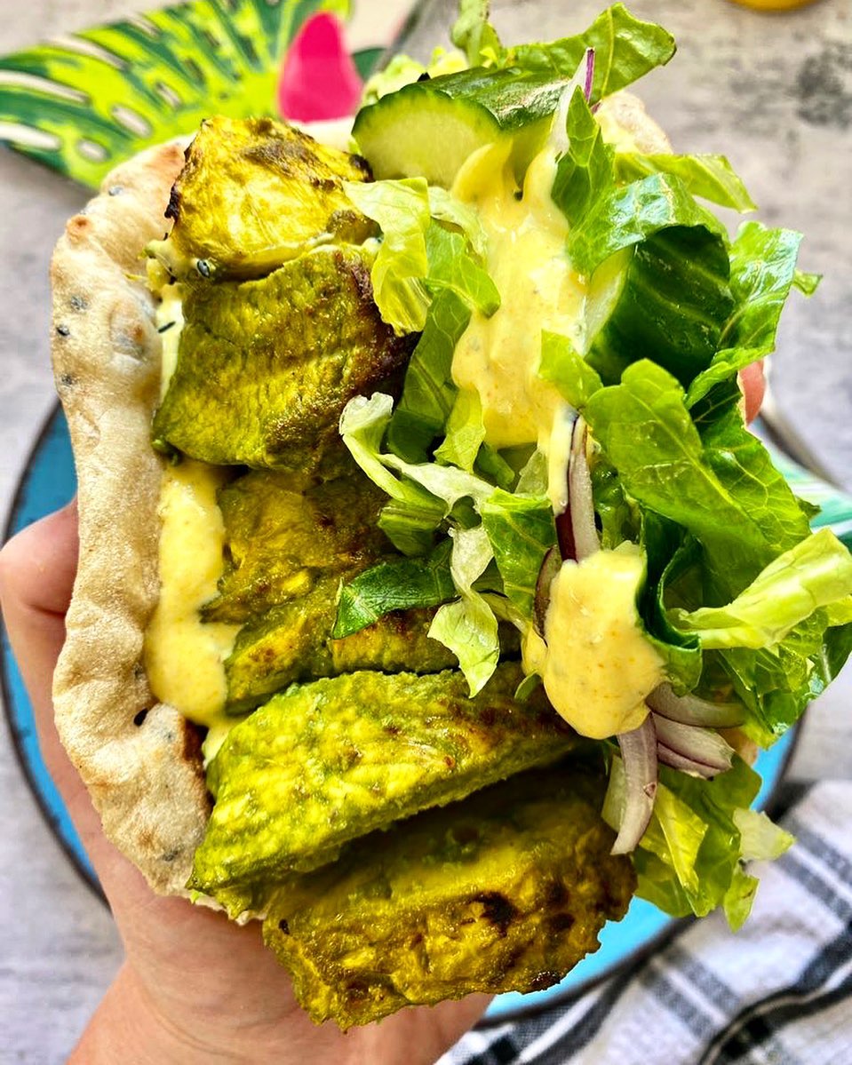 Hariyali Chicken and Pineapple Kebabs with Mint Sauce