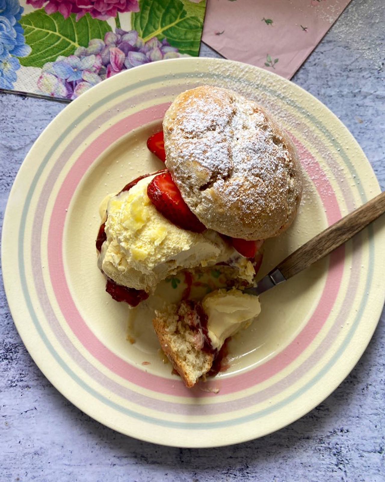 Raspberry and Strawberry Shortcakes with Cream