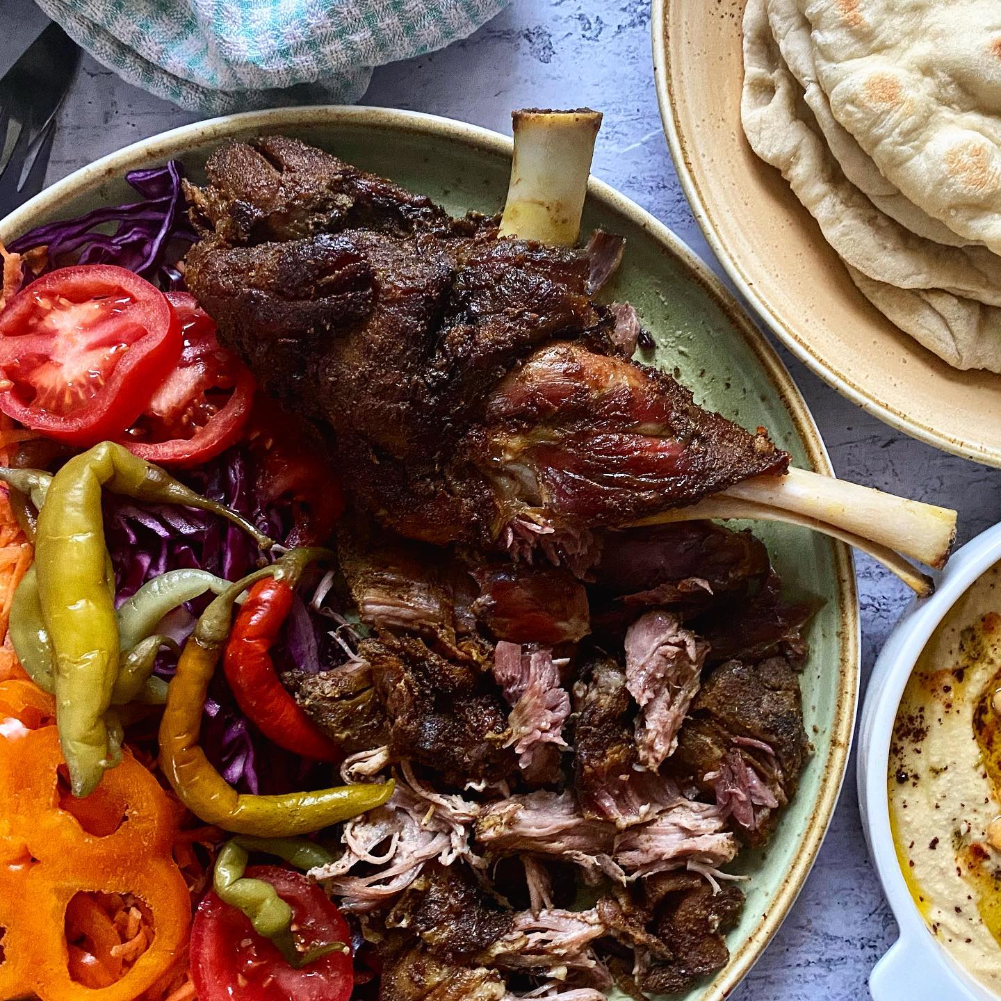 Slow Roasted Pulled Lamb Shawarma