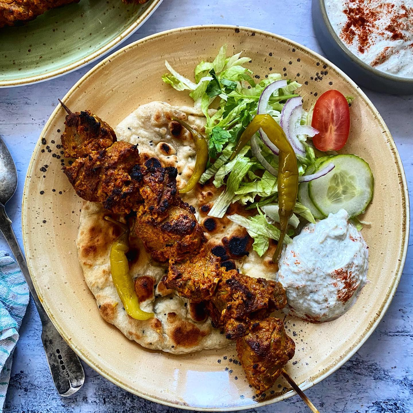 Lamb Tikka Kebabs with Cucumber Raita