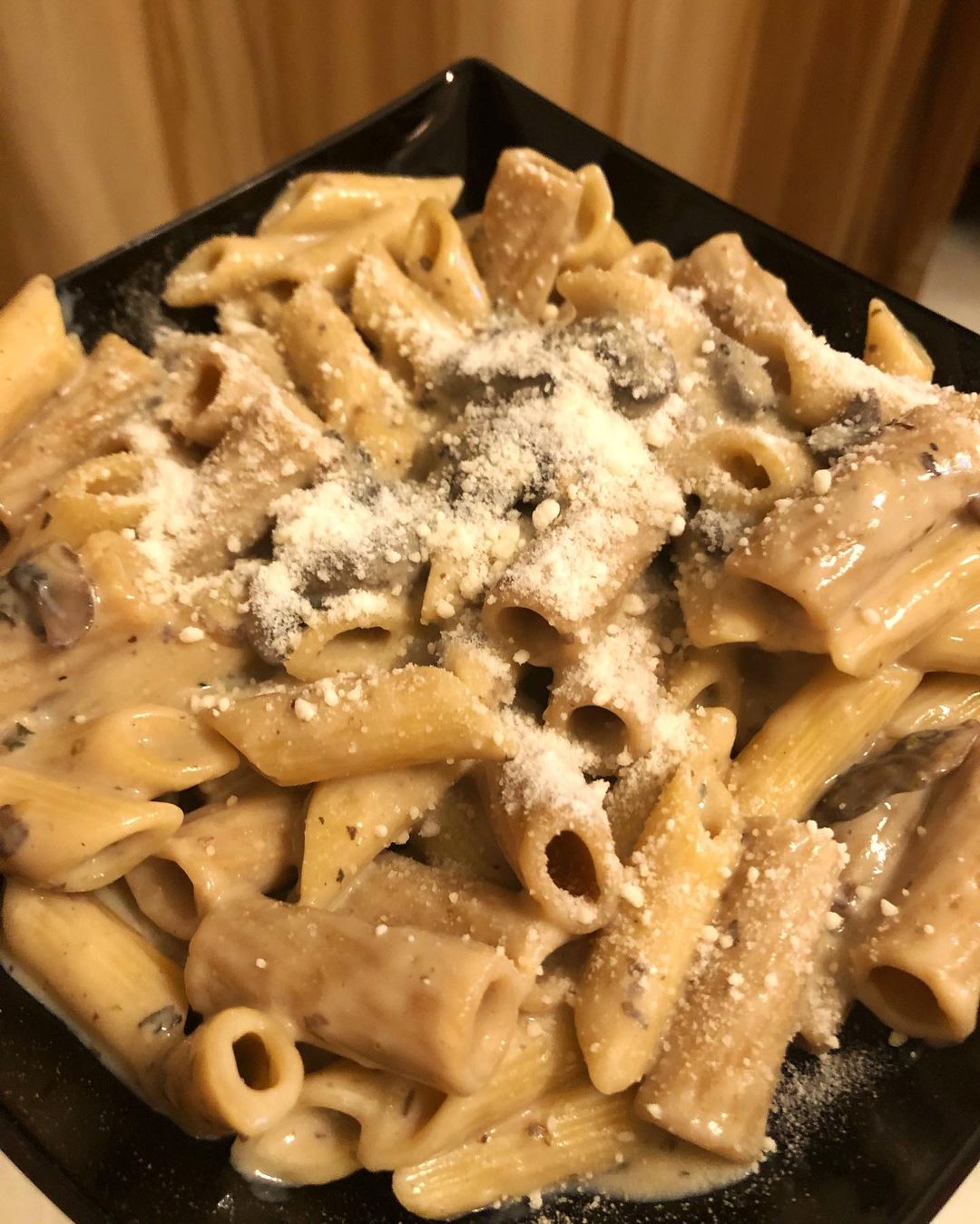 Vegan Mushroom Pasta with Garlic and Onions