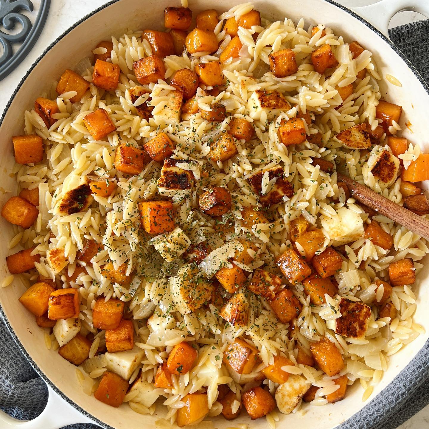 Butternut Squash and Halloumi Orzotto