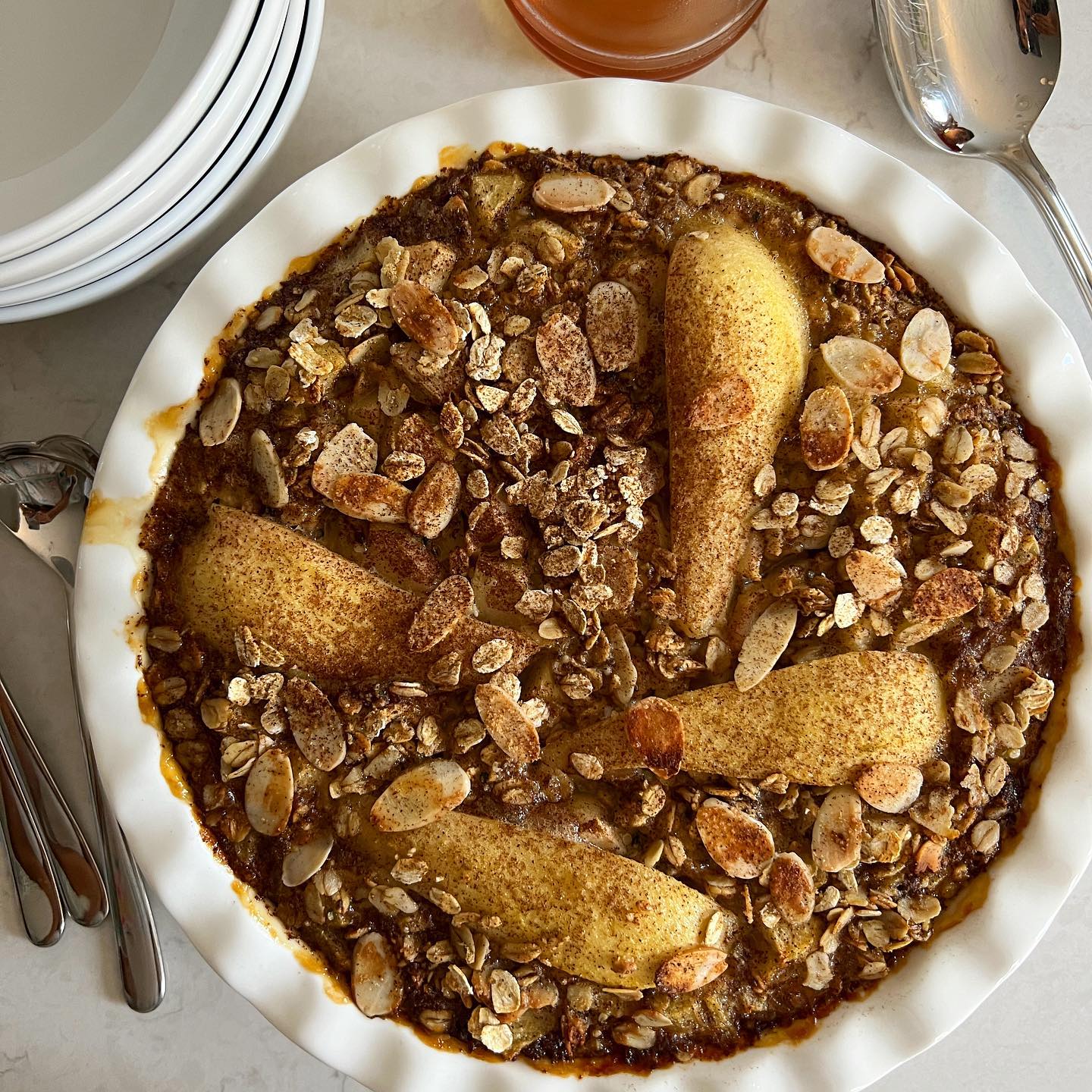 Pear and Almond Baked Oats
