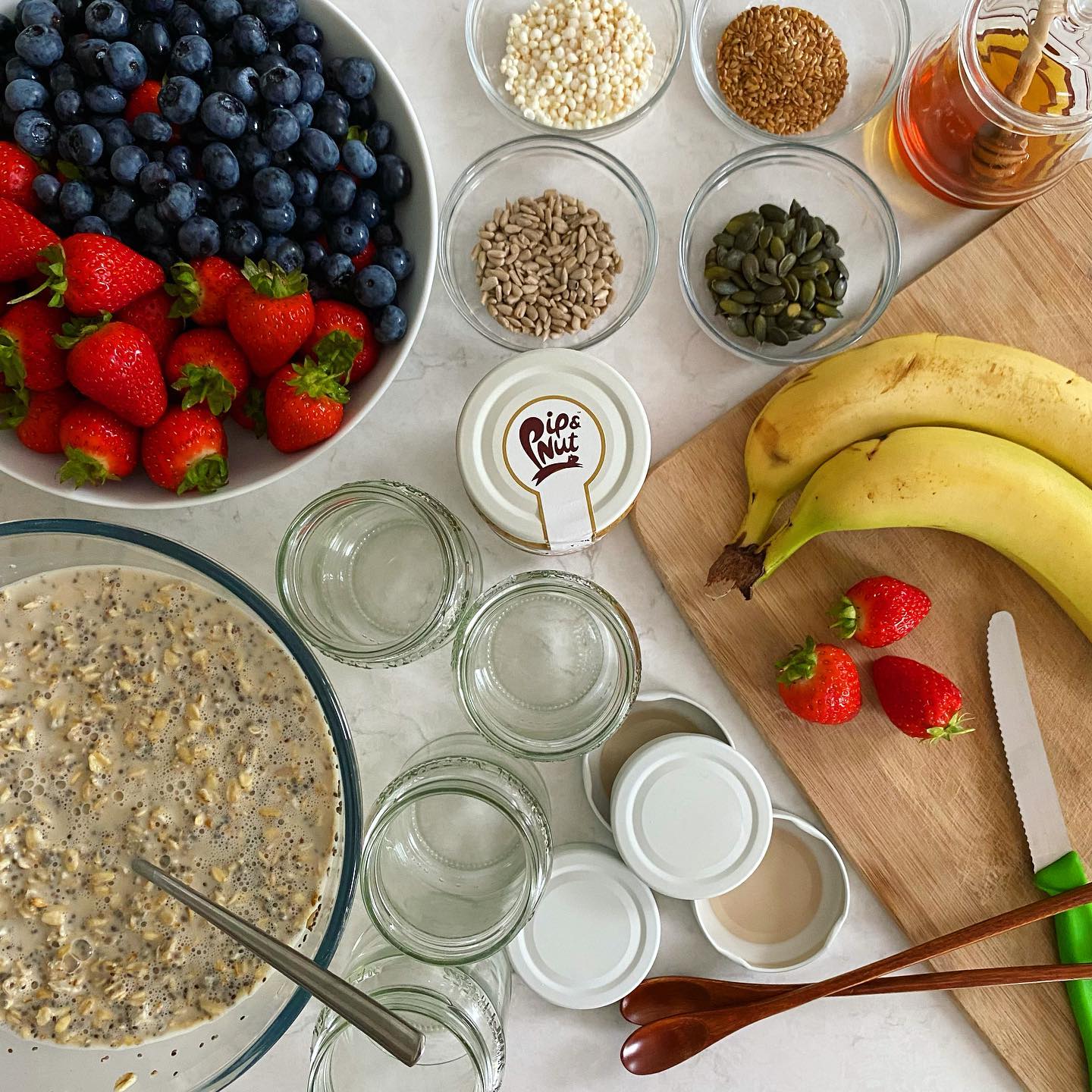 Peanut Butter and Banana Overnight Oat Jars