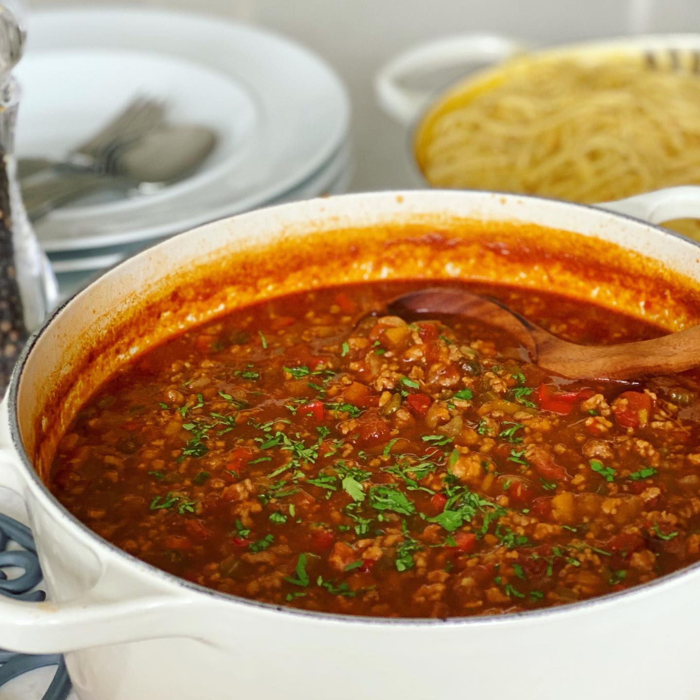 Hearty Chorizo Bolognese with Vegetables and Pasta