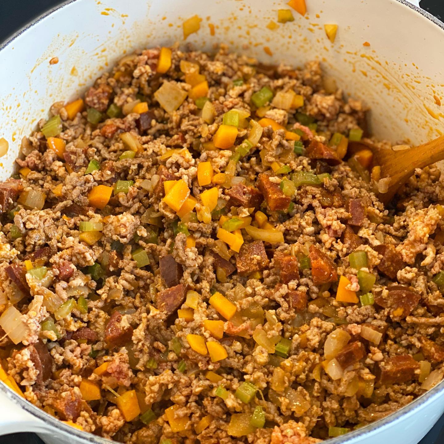 Hearty Chorizo Bolognese with Vegetables and Pasta