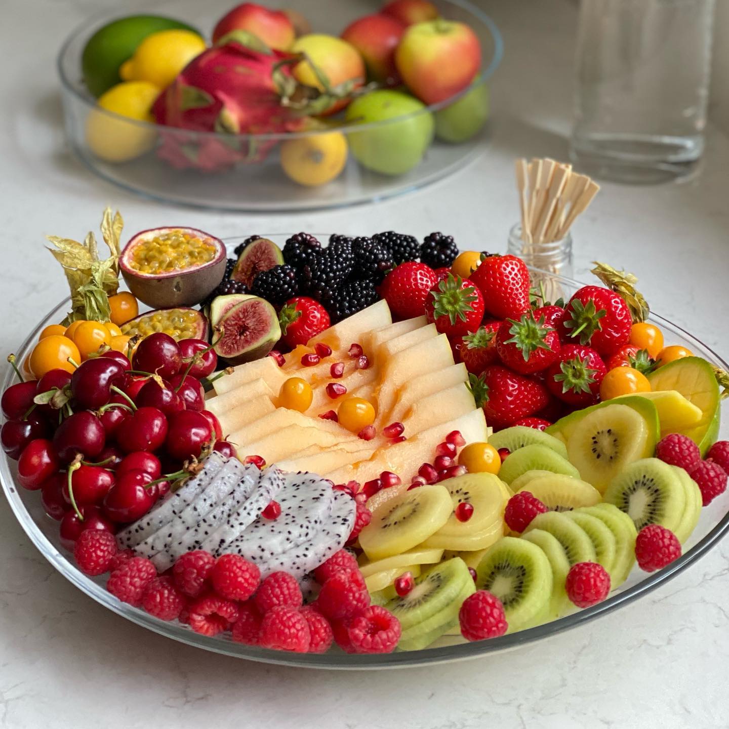 Rainbow Fruit Platter with Orange Blossom Spray