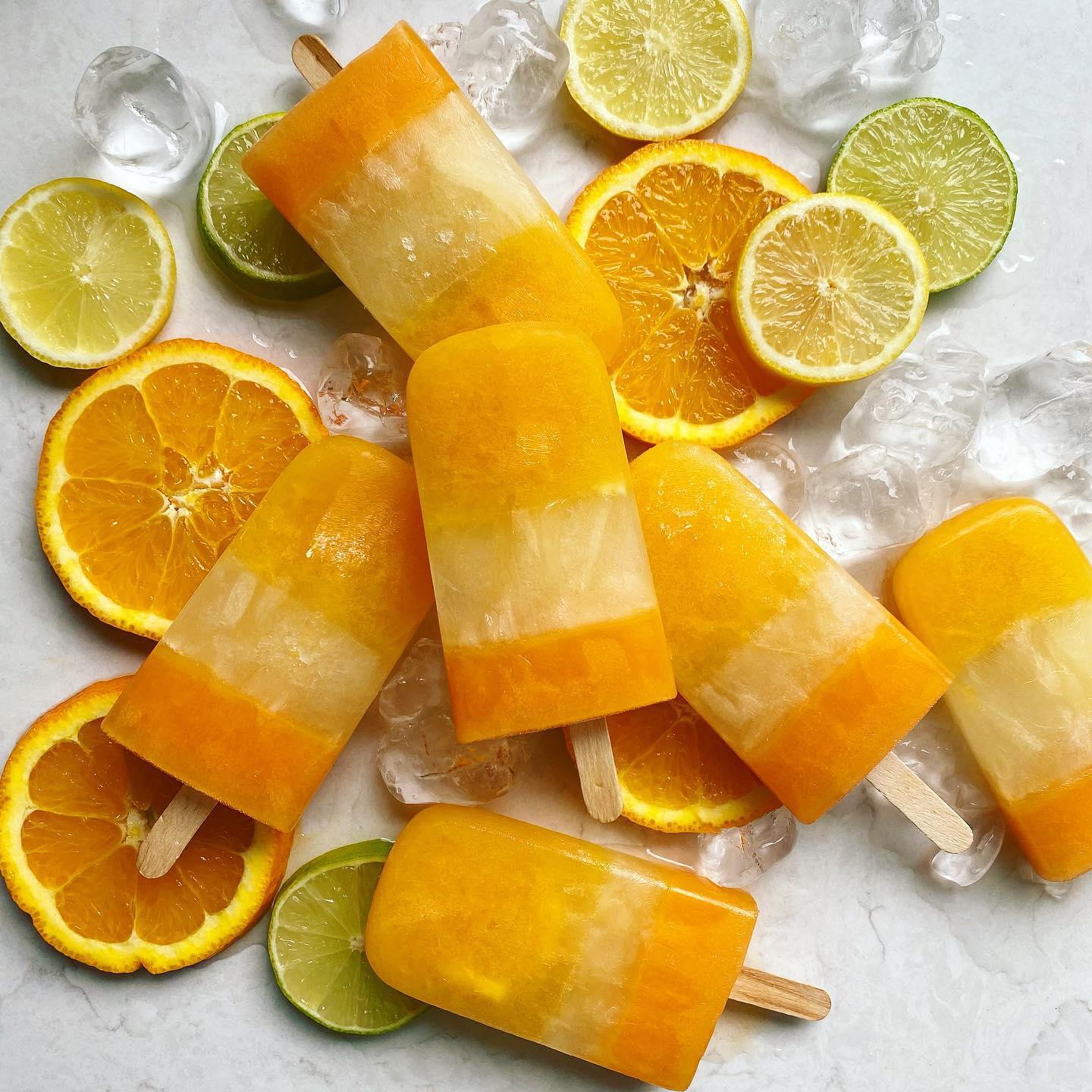 Triple Citrus Layered Ice Pops