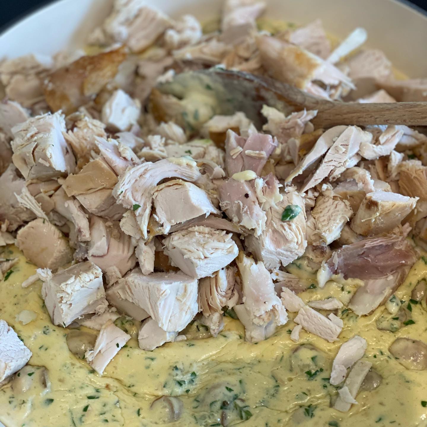 Leftover Roast Chicken Pie with Mushroom Cream Sauce