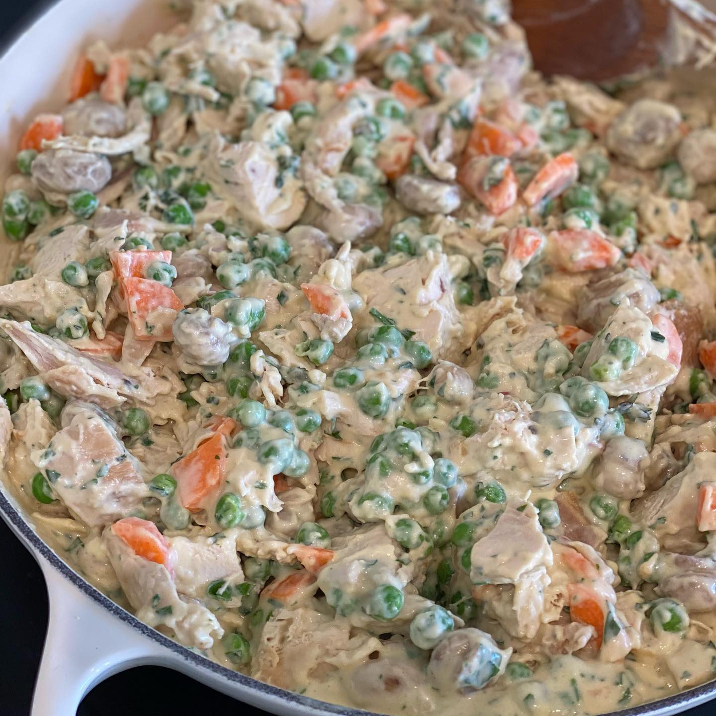 Leftover Roast Chicken Pie with Mushroom Cream Sauce