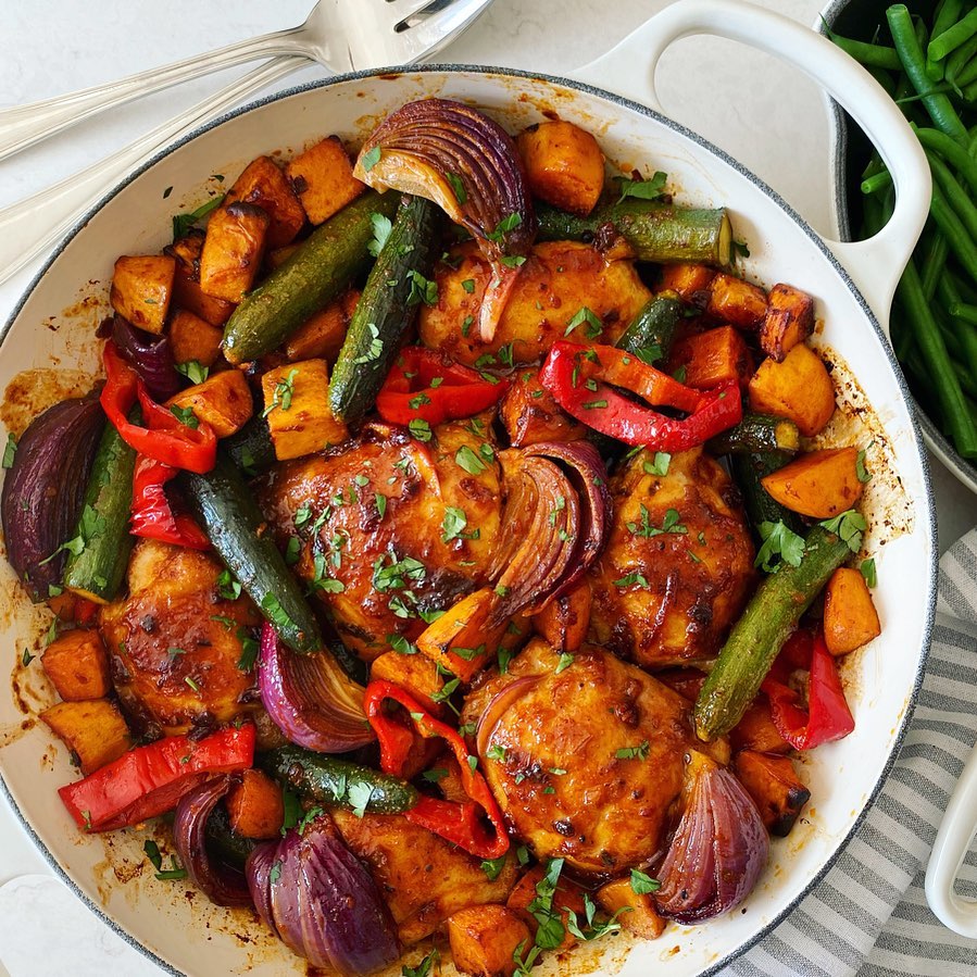 Sweet and Spicy Chicken and Vegetable Traybake