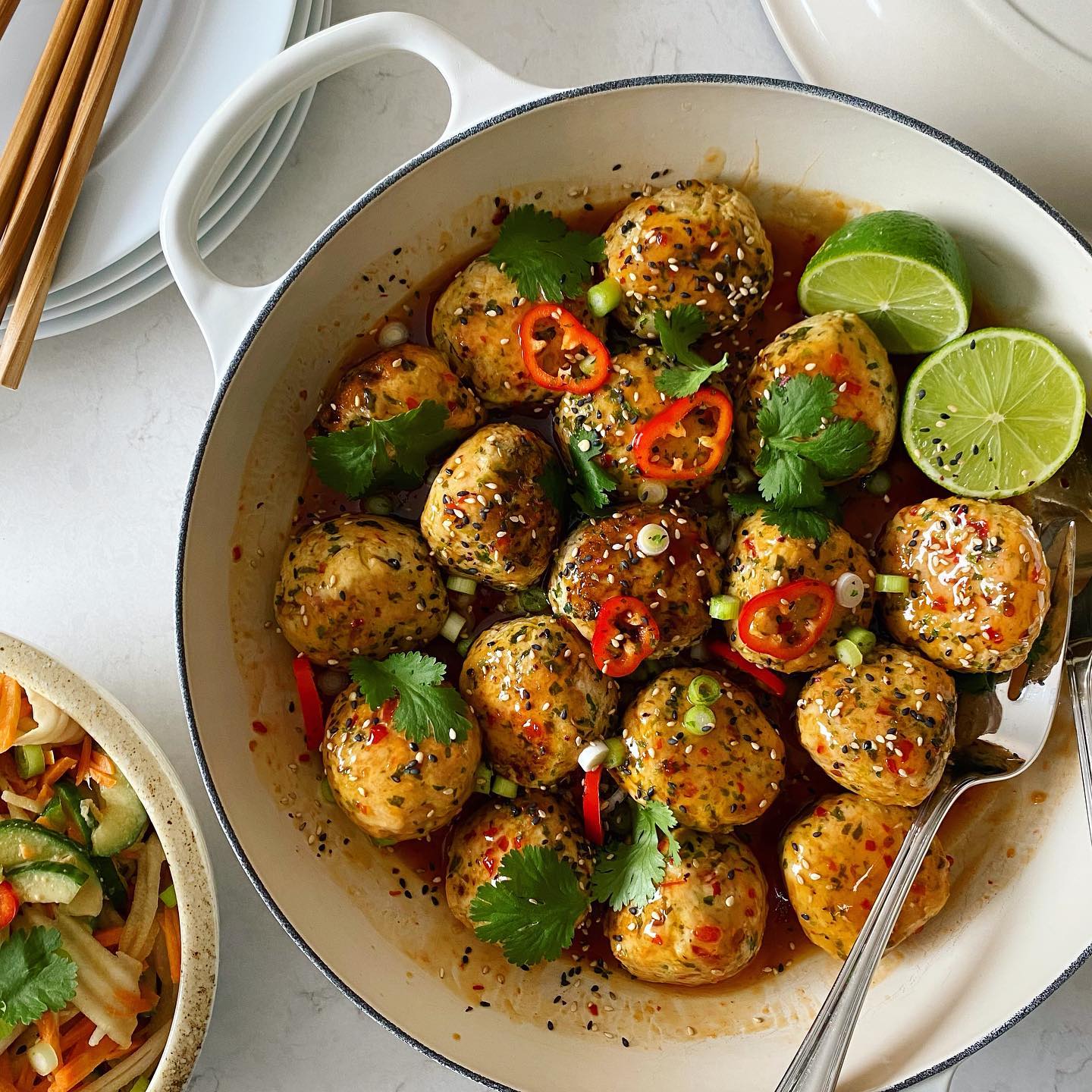 Thai Chicken Meatballs with Sweet Chilli Sauce