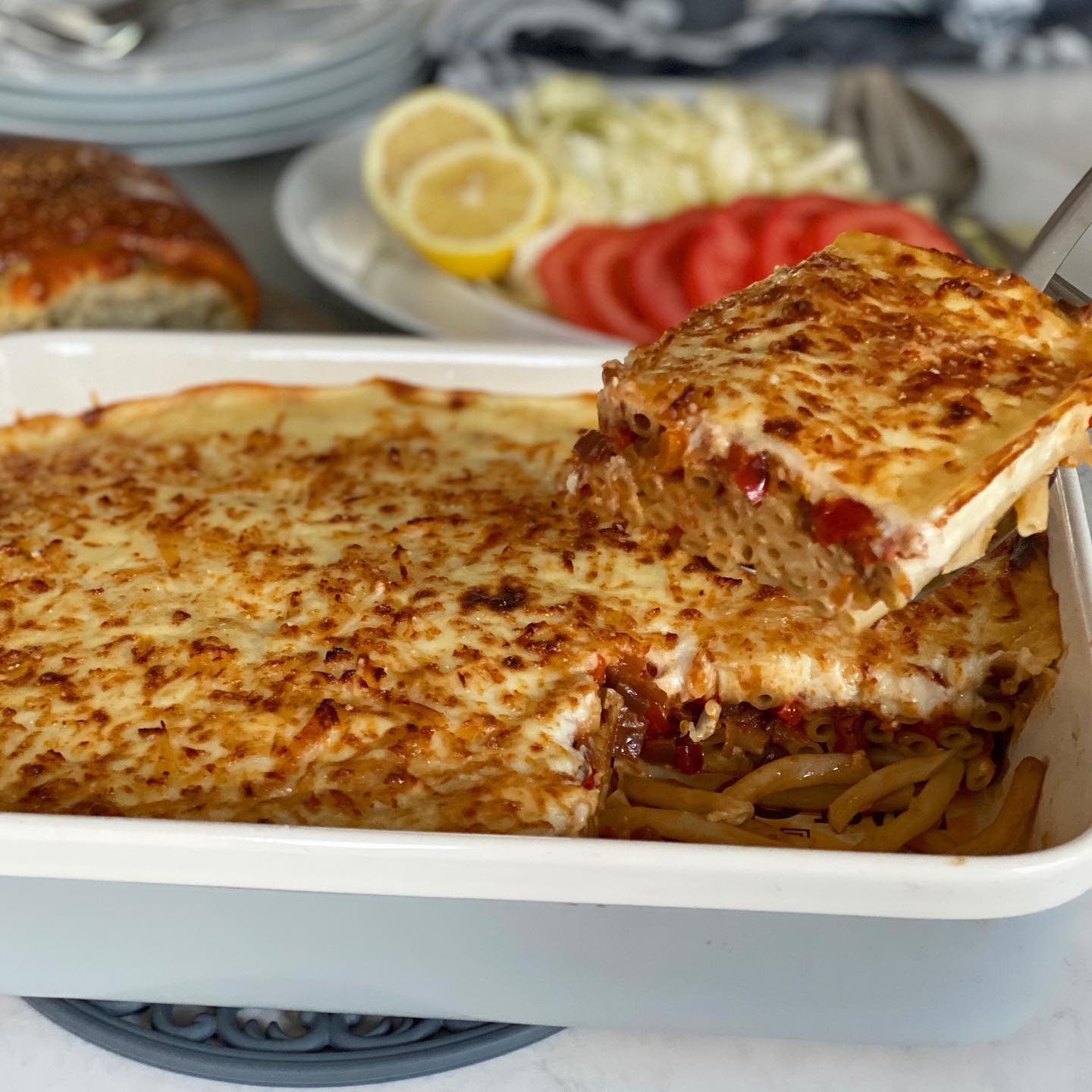 Greek Italian Fusion Peperonata Pastitsio Dish