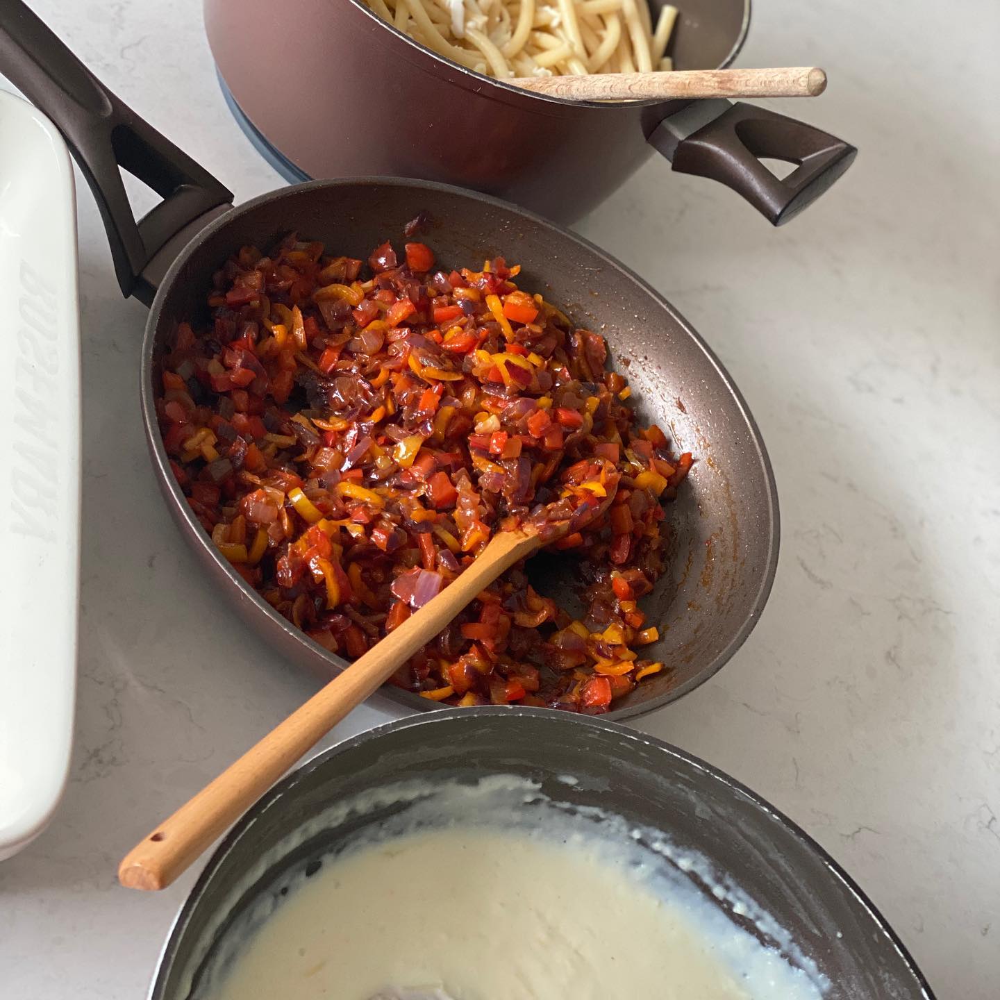 Greek Italian Fusion Peperonata Pastitsio Dish
