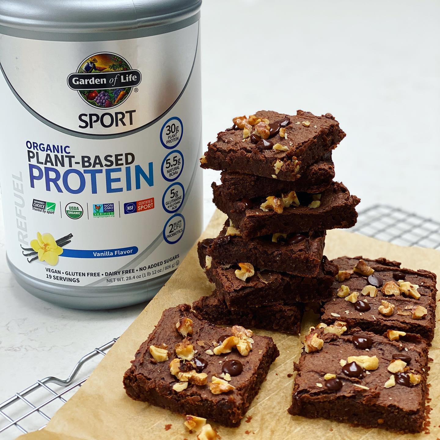 Easy Vegan Chocolate Protein Brownies