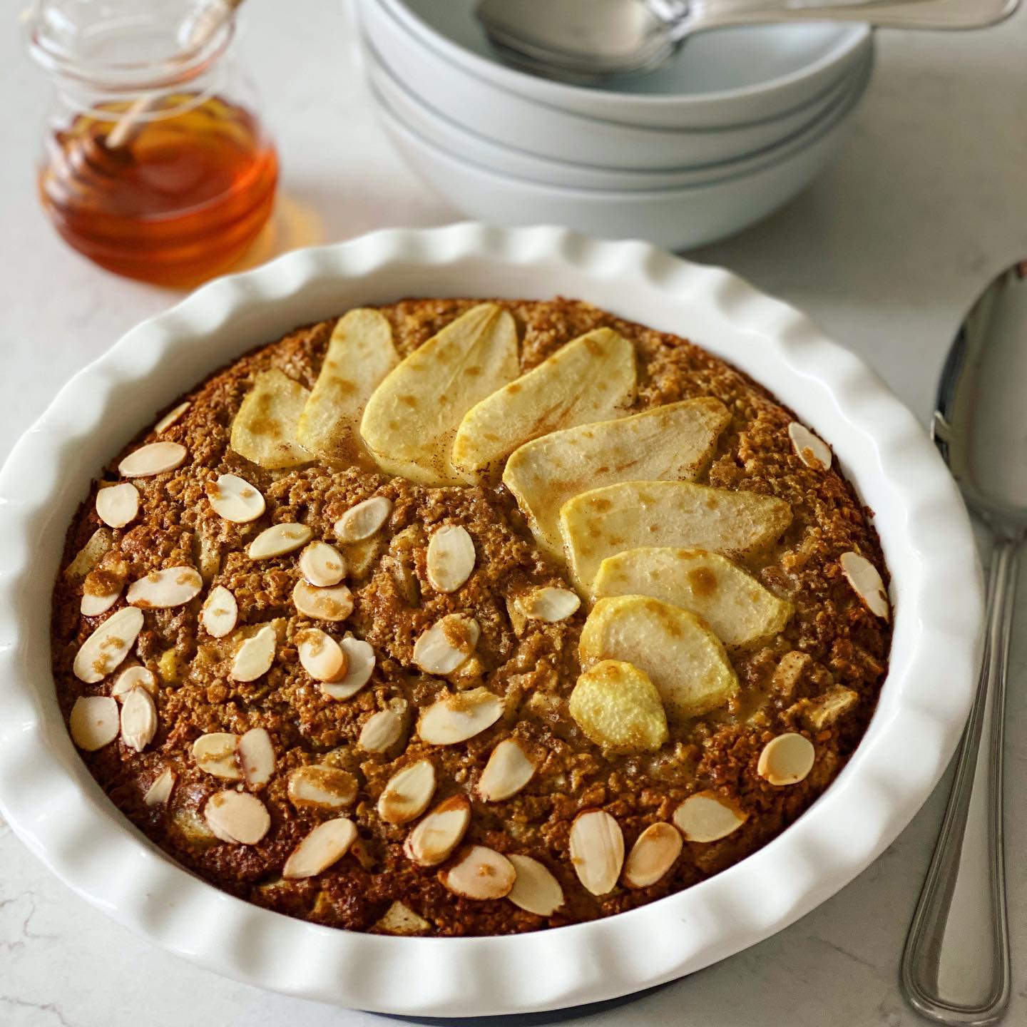 Pear and Almond Baked Oats