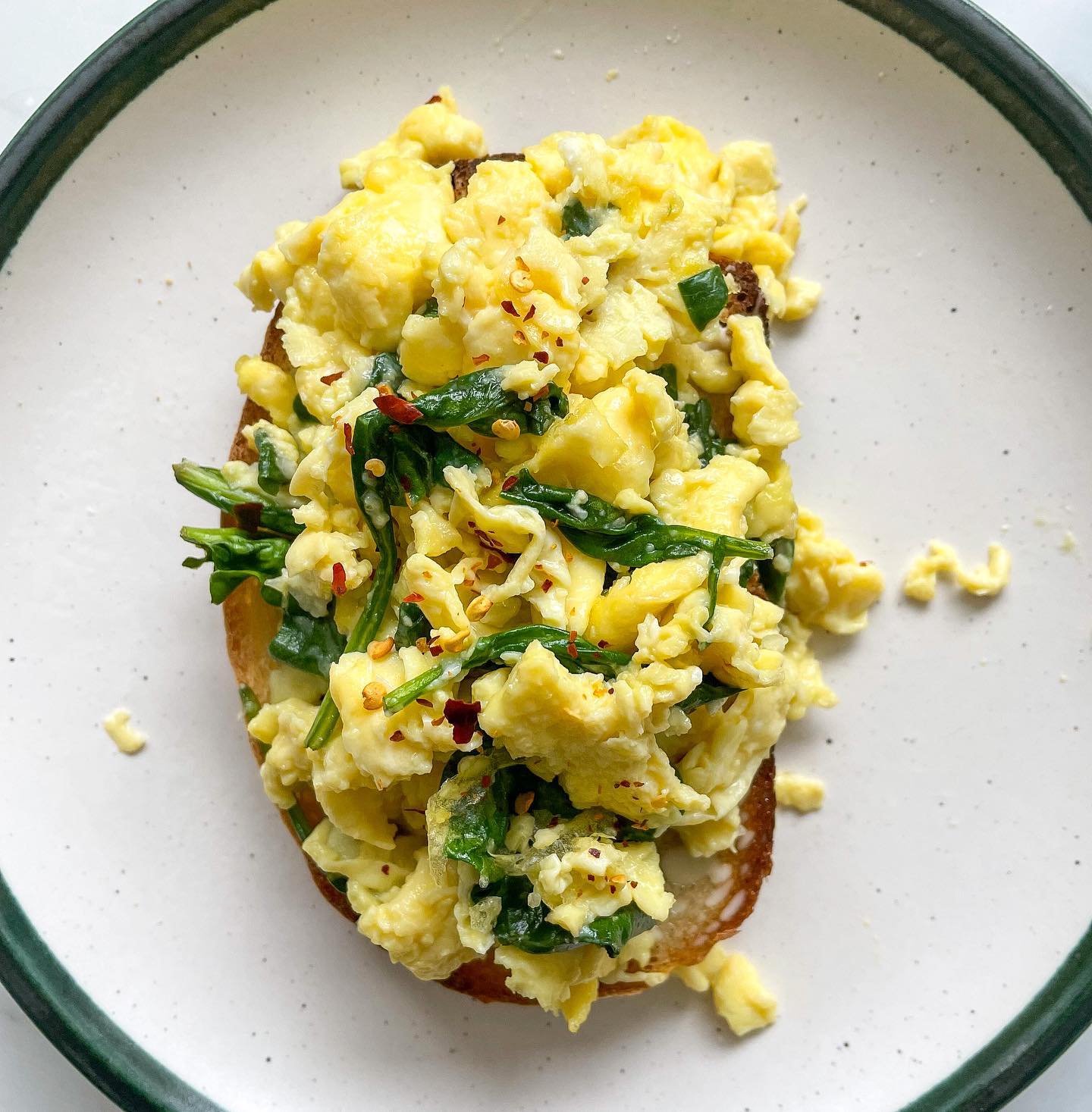 Spinach Parmesan Scrambled Egg Toast