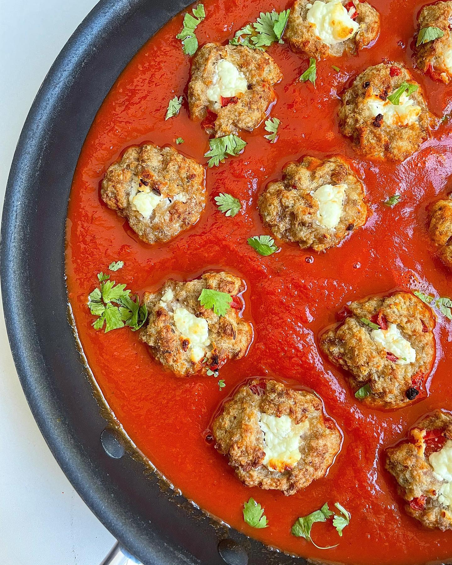 Goat Cheese Stuffed Turkey Meatballs