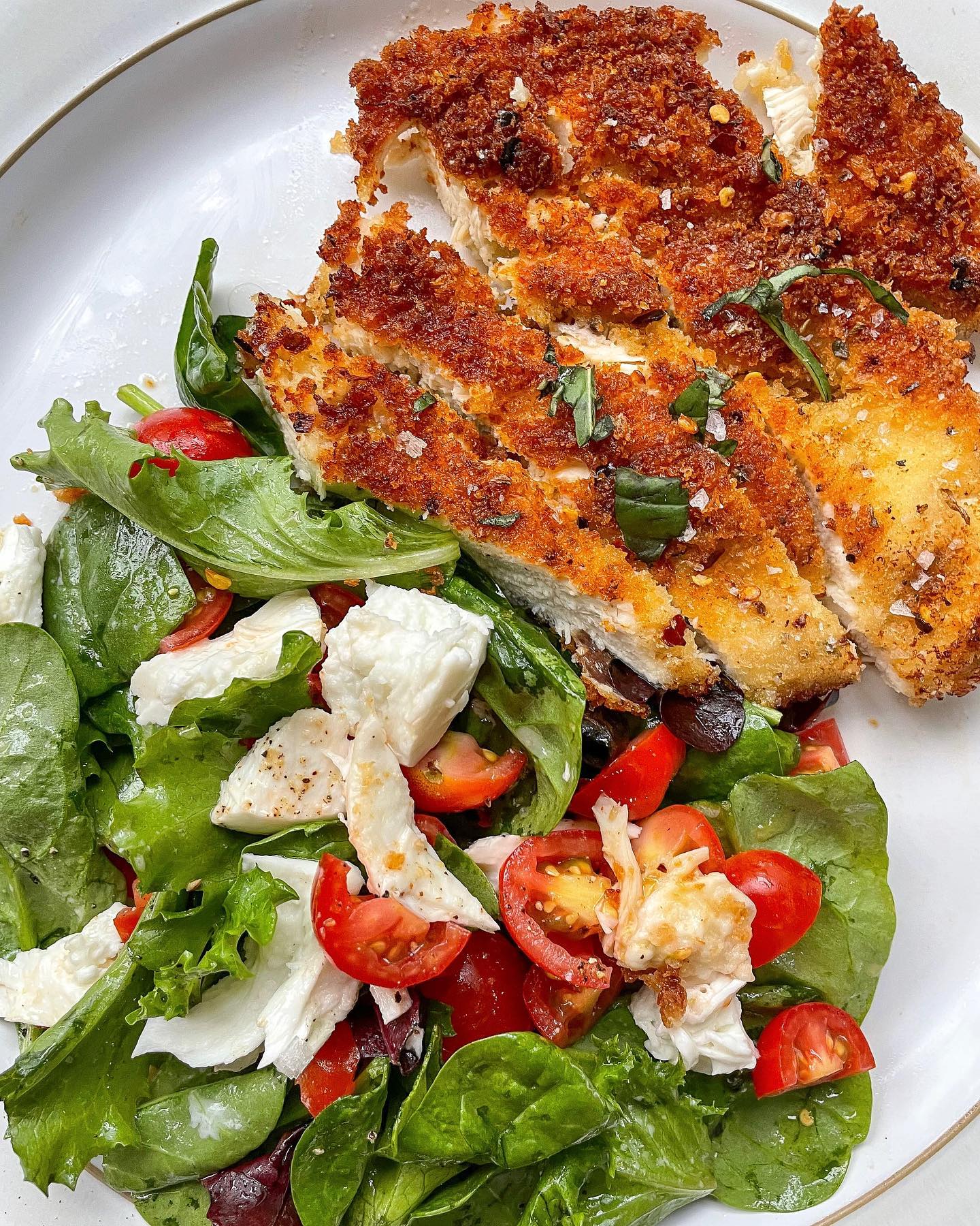 Crispy Pan-Fried Chicken Milanese with Salad