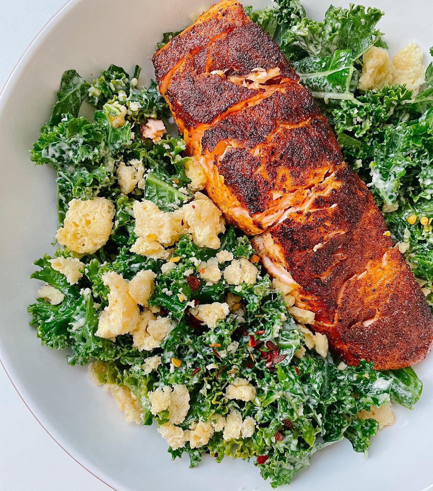 Kale Salmon Caesar Salad