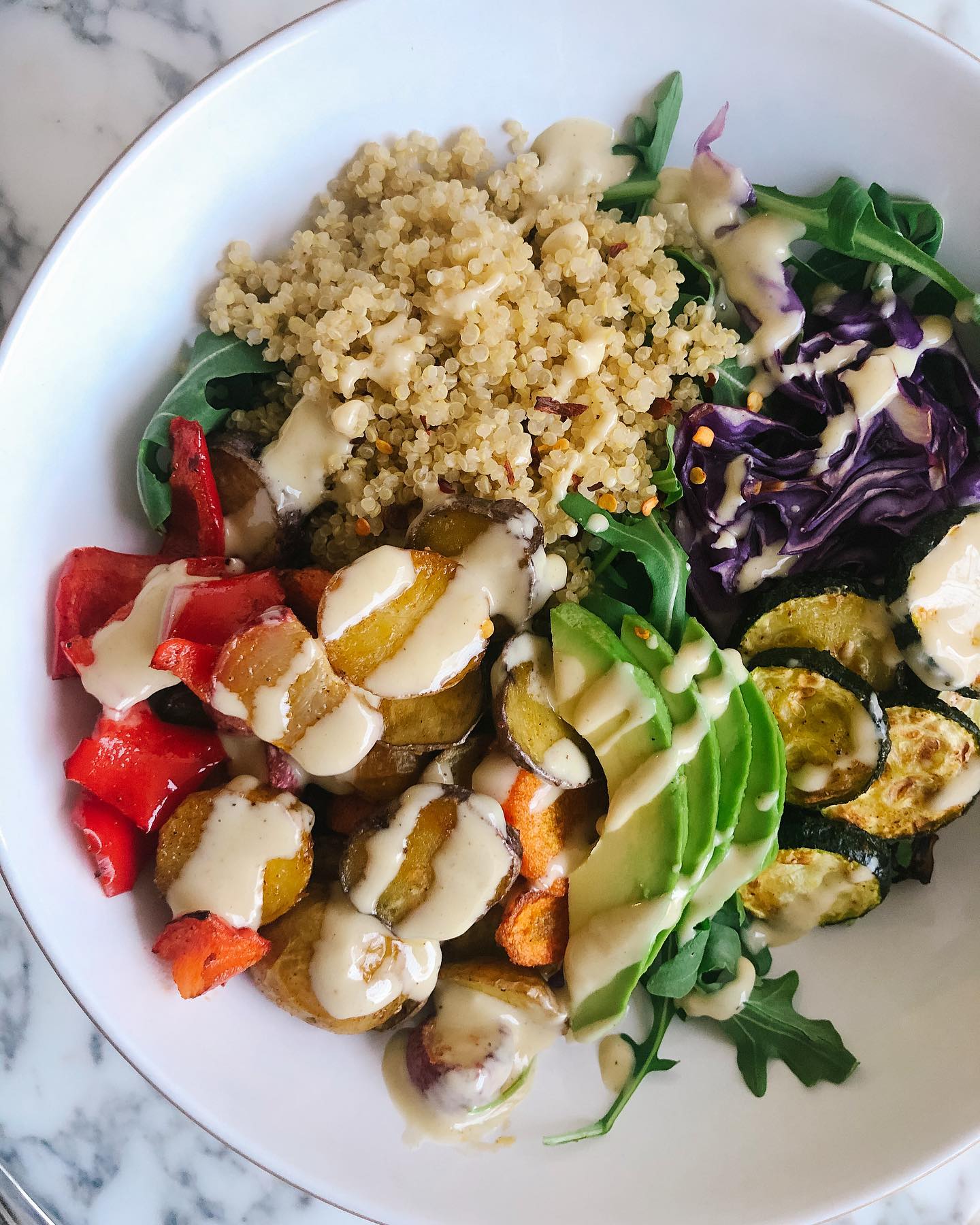 Roasted Veggie Bowl with Tahini Dressing