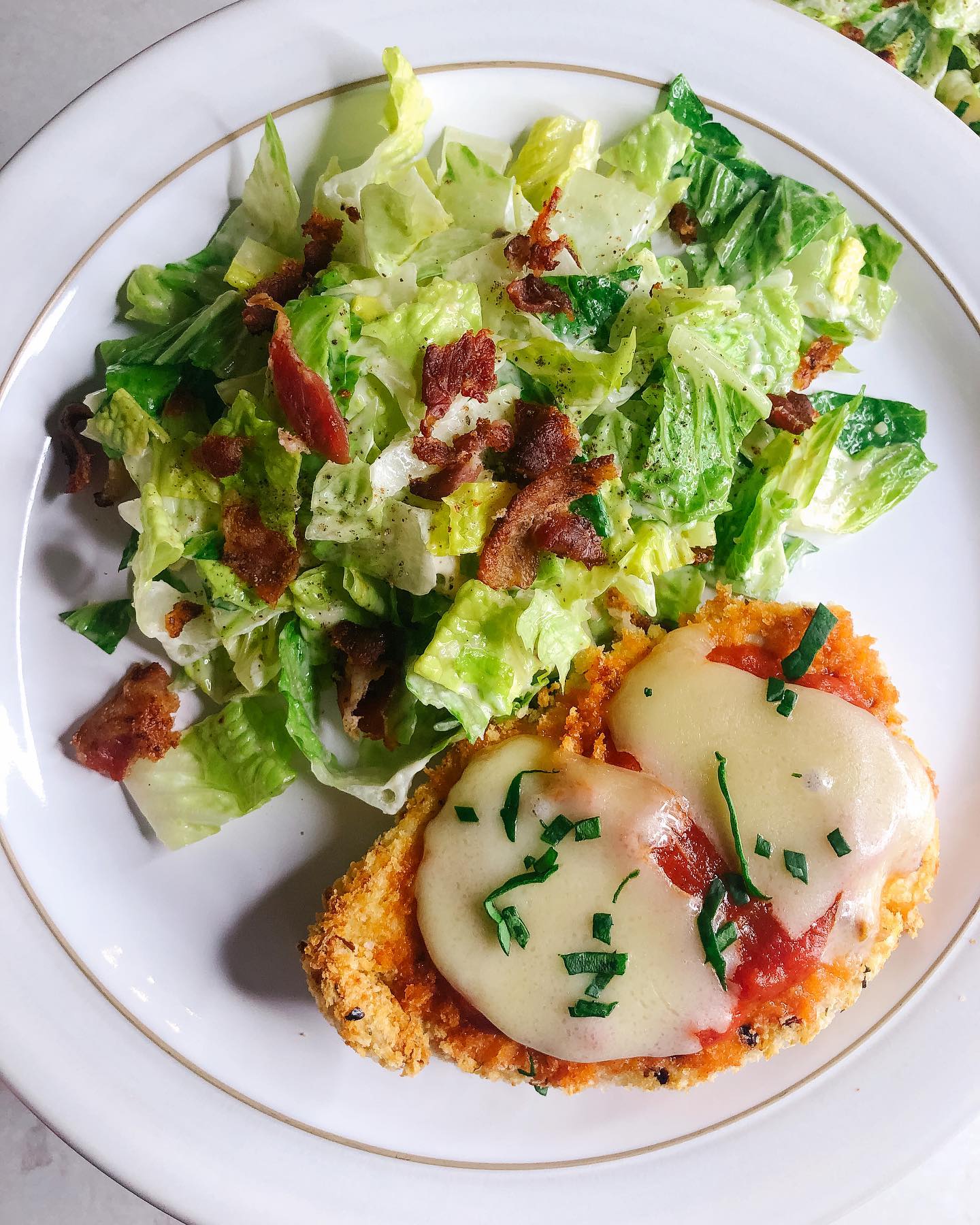 Crispy Chicken Parmesan with Classic Caesar Salad