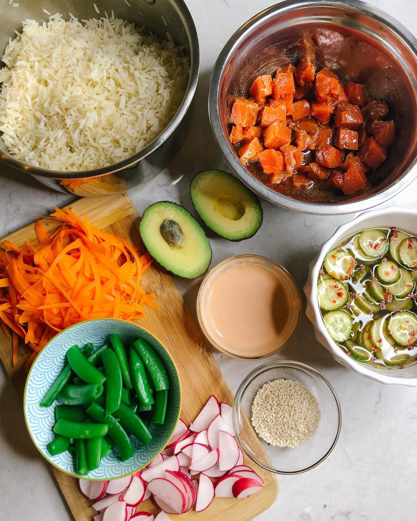 Homemade Salmon Poke Bowls