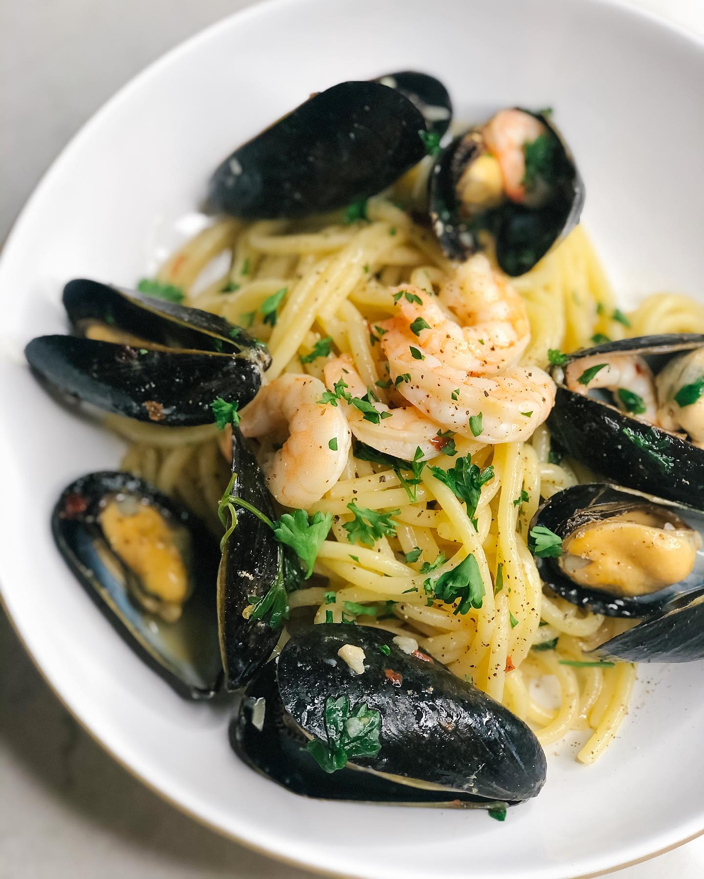 Mussels and Shrimp Spaghetti