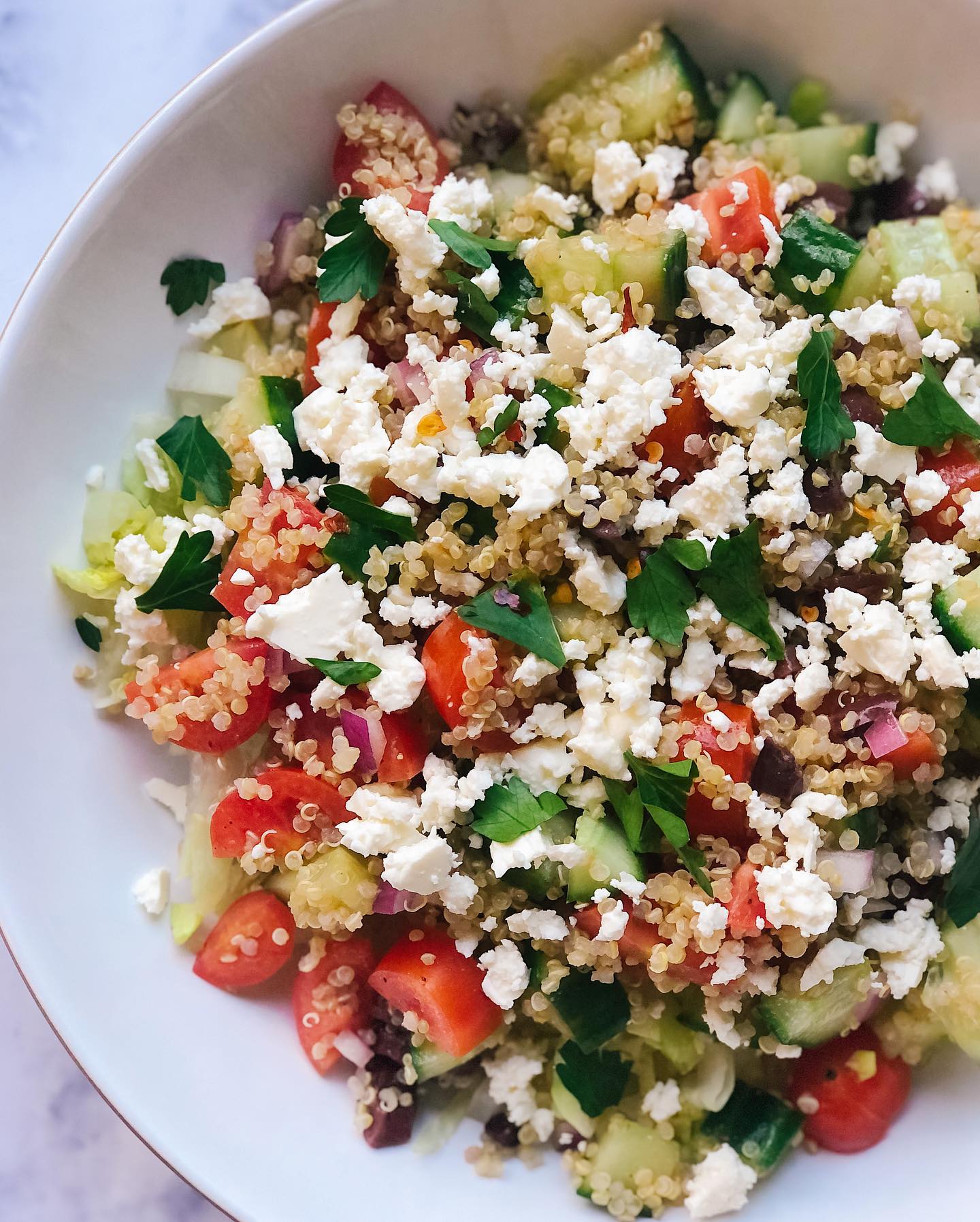 Mediterranean Quinoa Salad with Feta and Fresh Vegetables