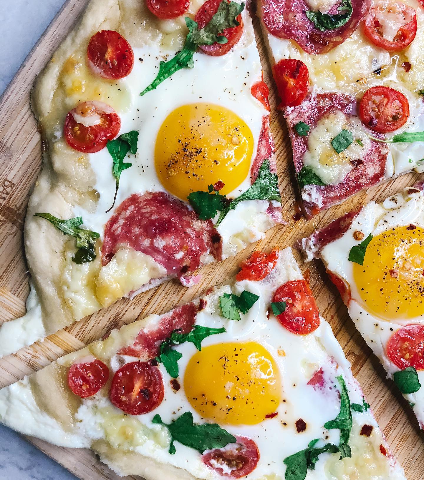 Breakfast Pizza with Eggs and Toppings