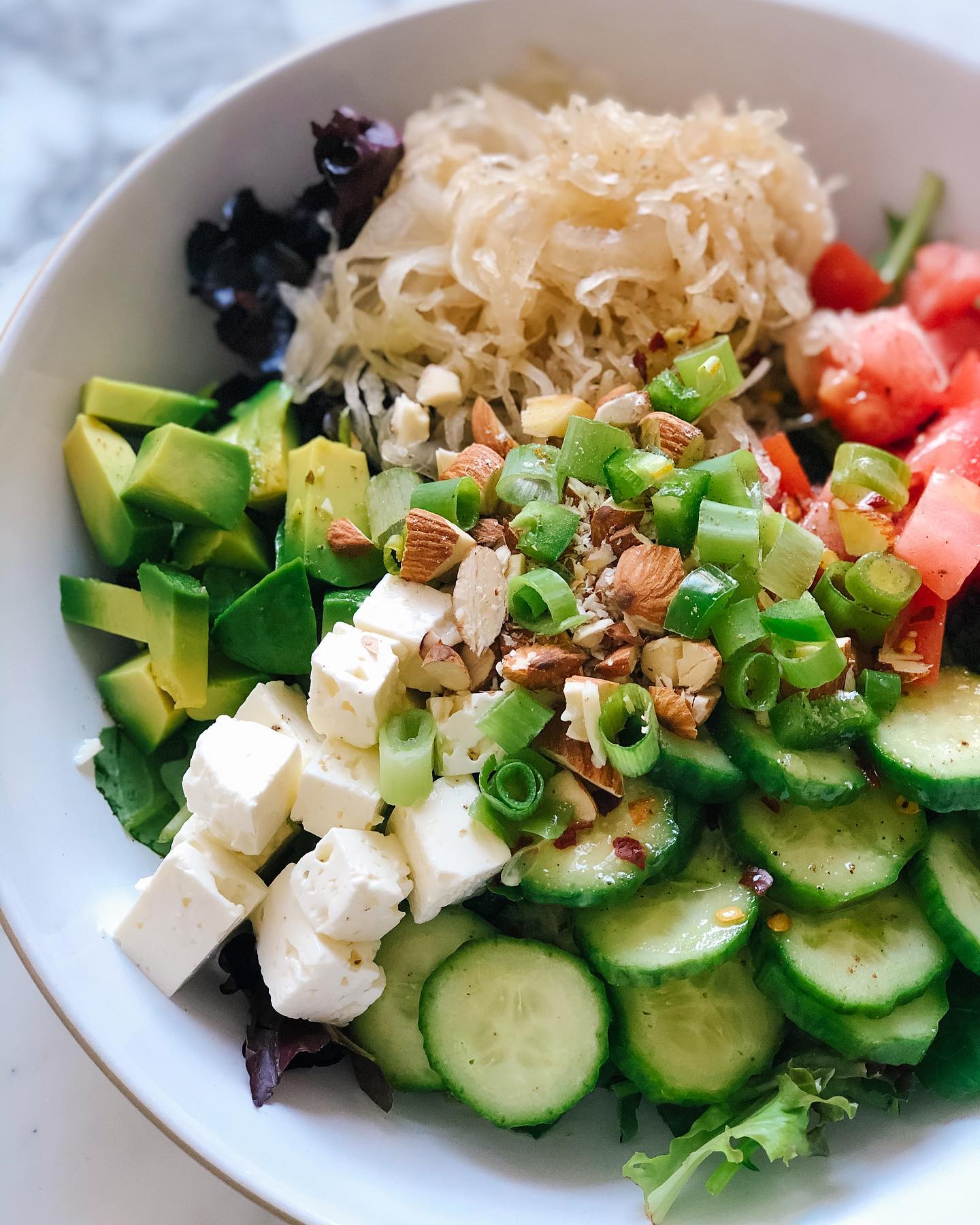 Loaded Chopped Salad with Almonds and Sauerkraut