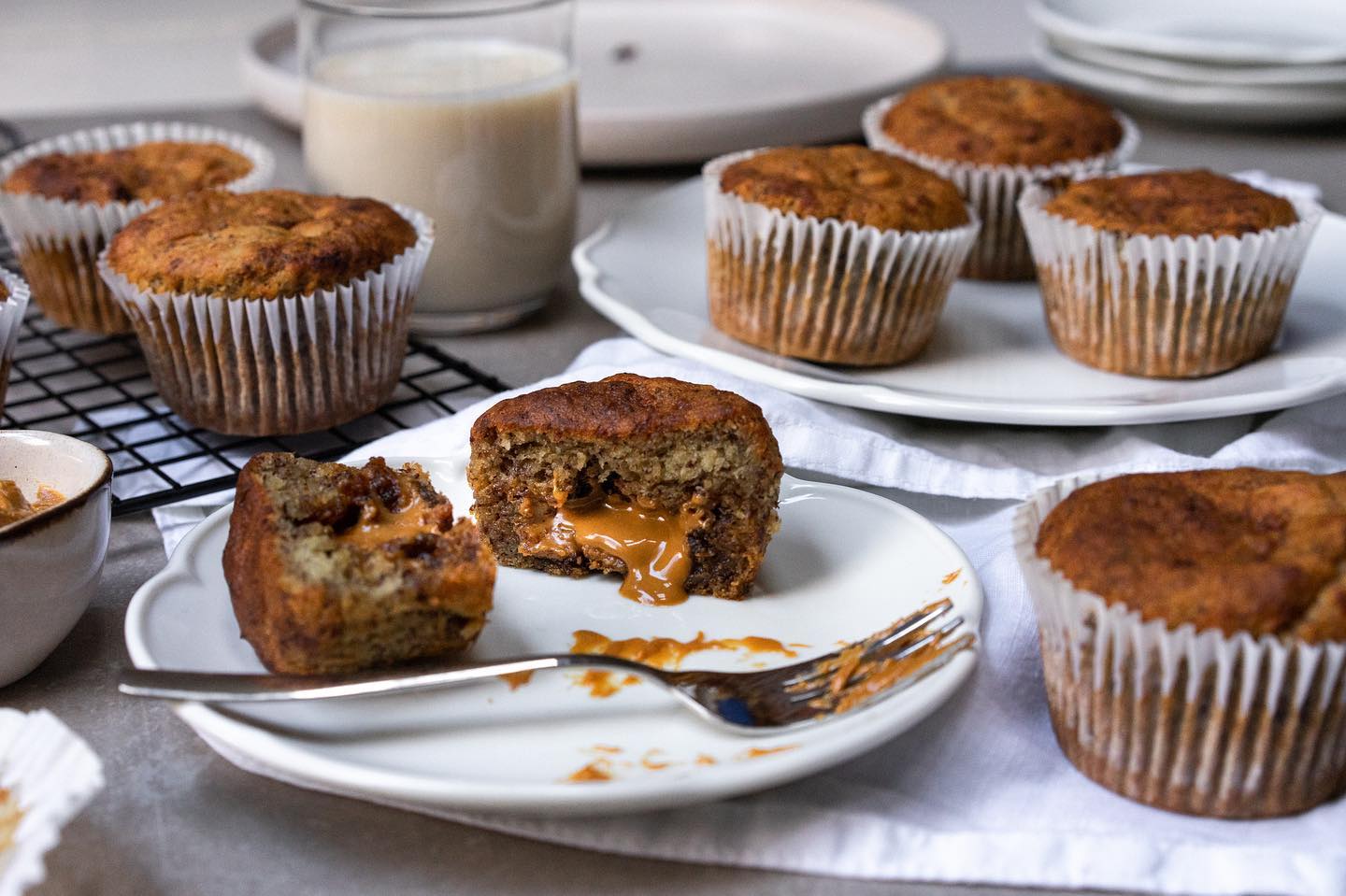 Melting-Center Biscoff Banana Muffins