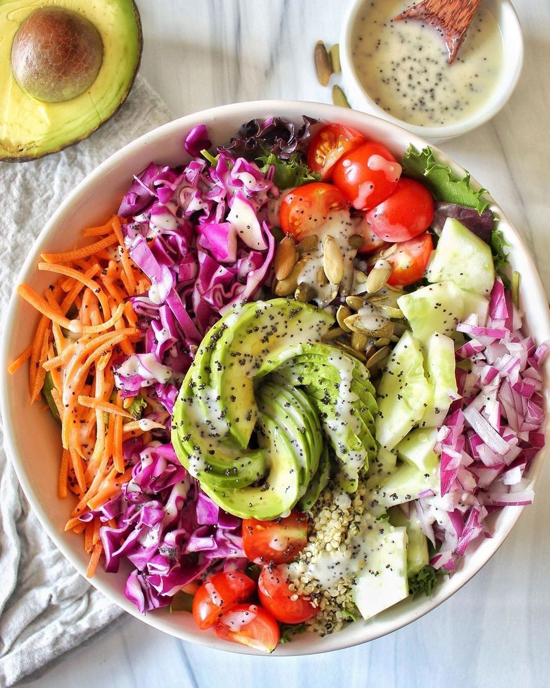 Rainbow Salad with Lemon Poppy Yogurt Dressing