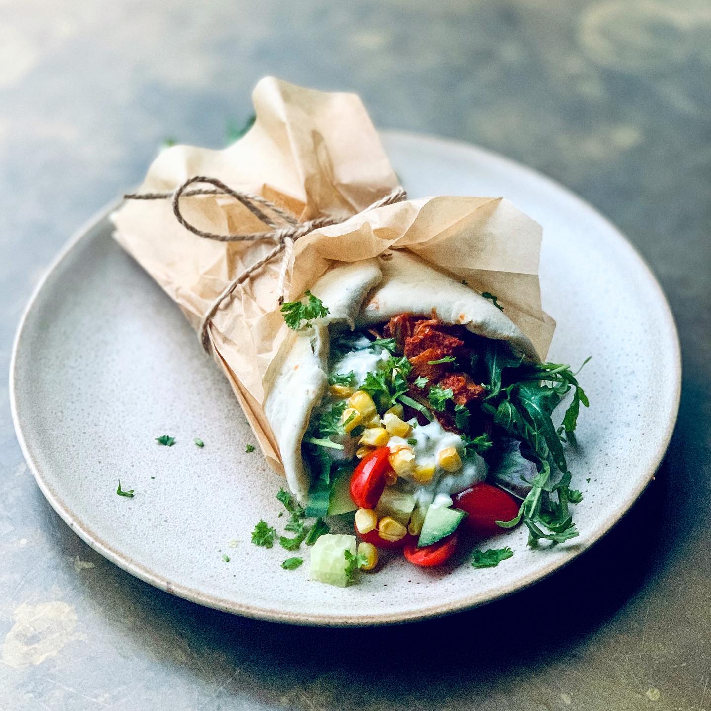 Barbecue Jackfruit Gyro with Tzatziki