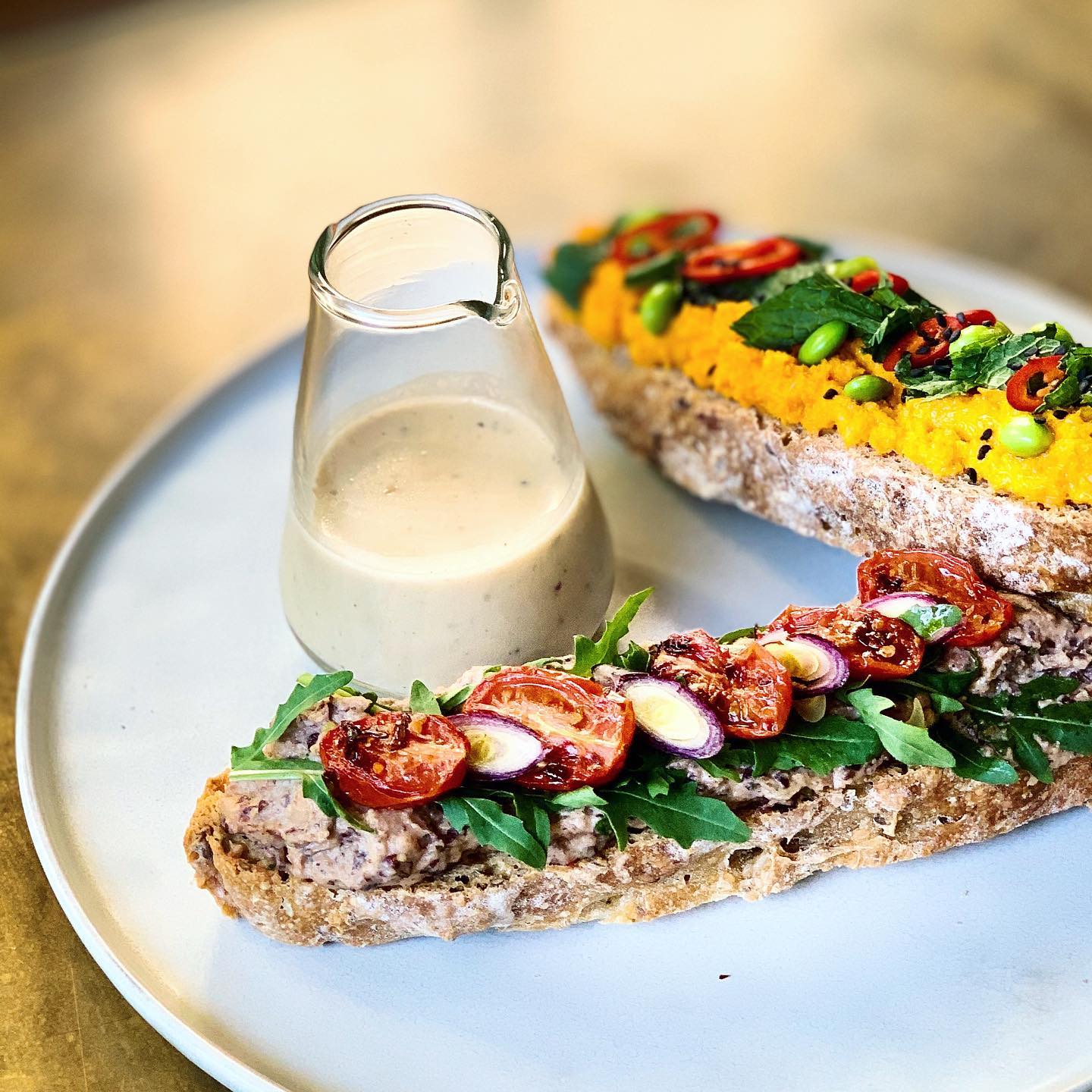 Vegan Sourdough Sandwich with Hummus and Spreads