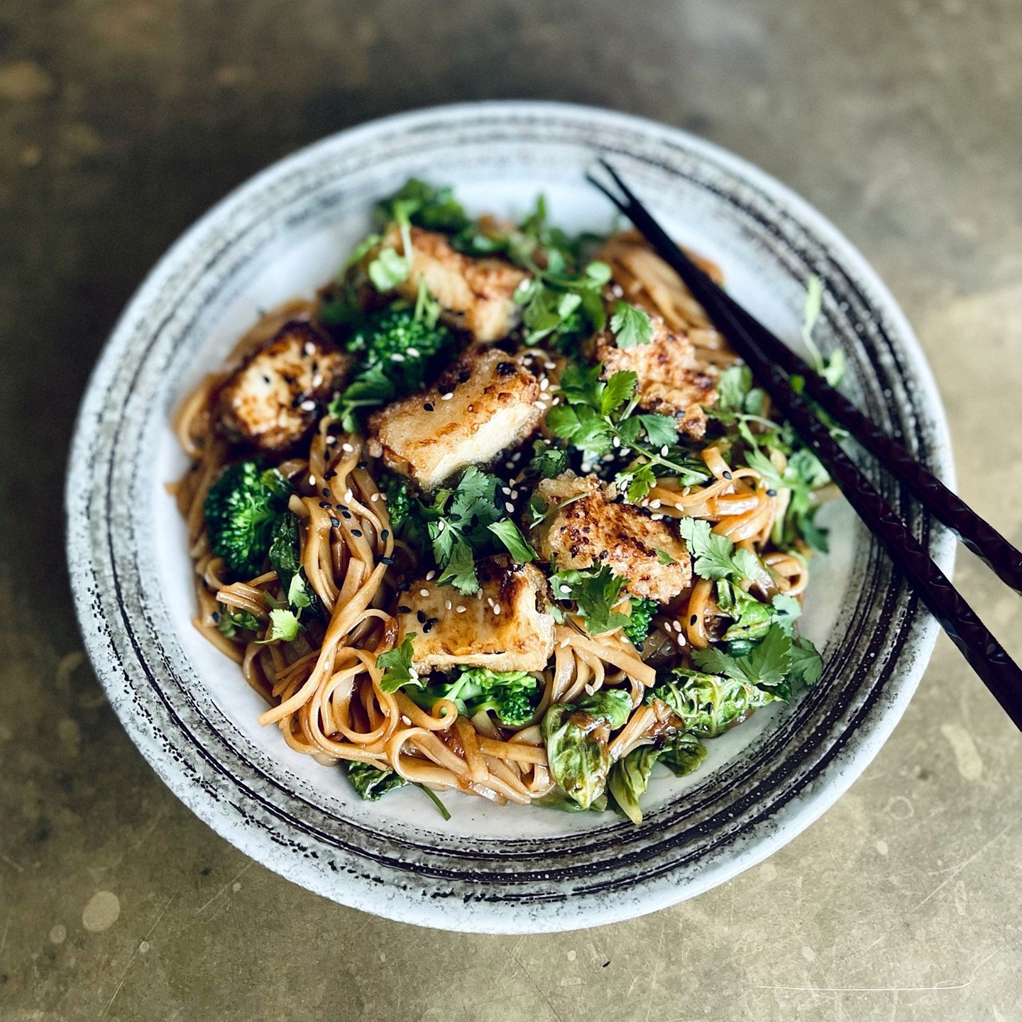 Deep Fried Tofu with Spicy Noodles