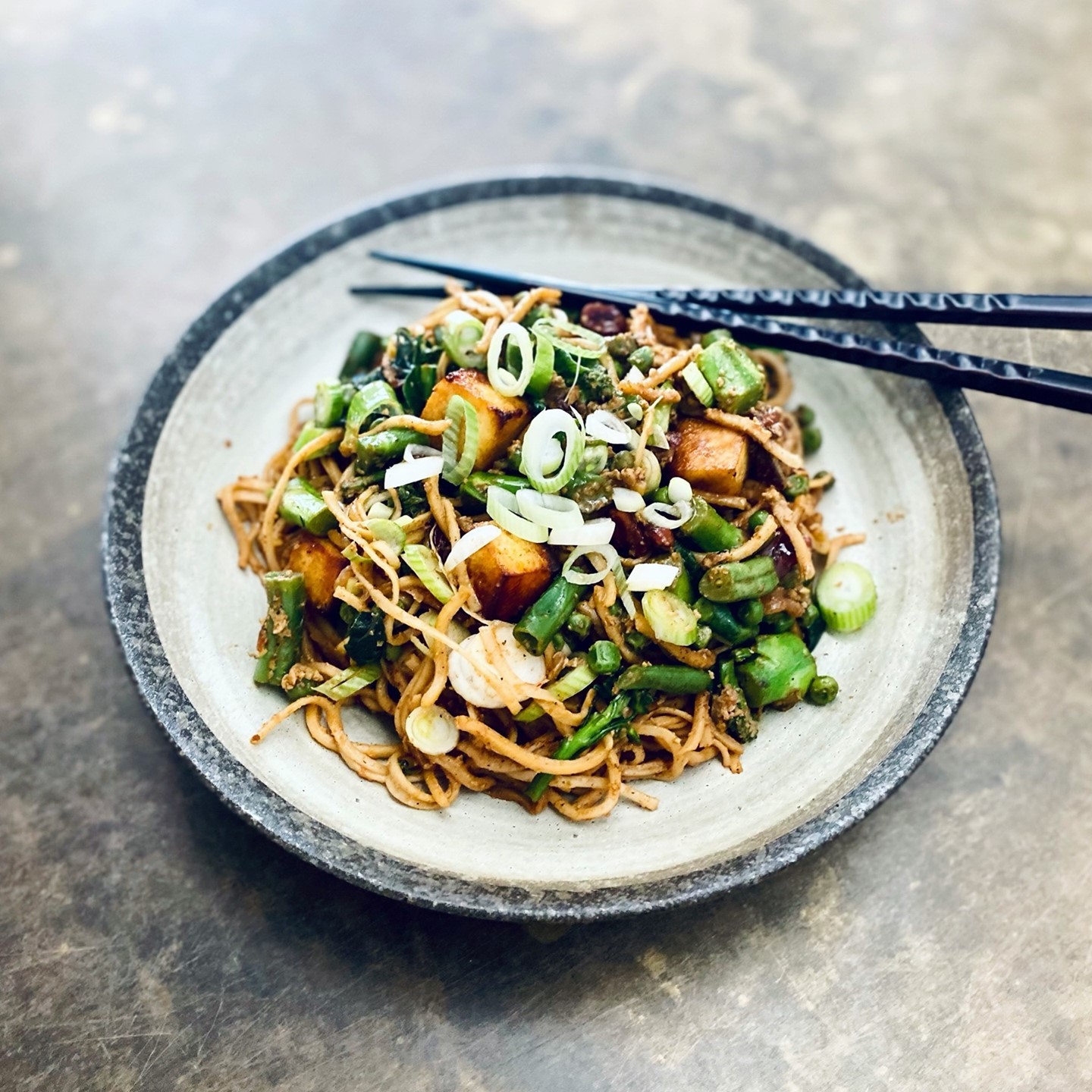Curried Noodles with Tofu and Greens